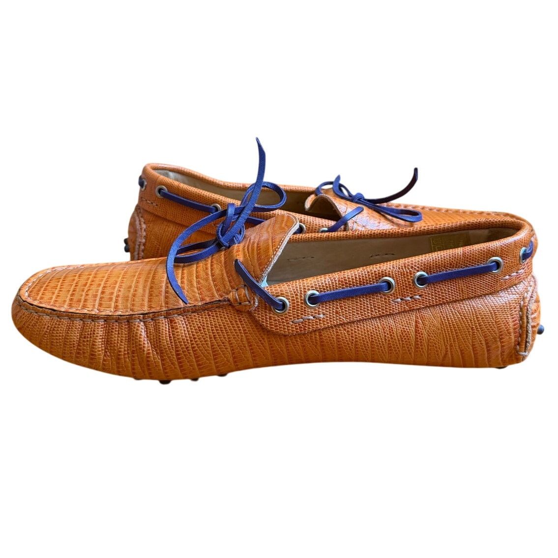 Etro Etro Cognac Embossed Leather Drivers Loafers Size US 12 / EU 45 - 2 Thumbnail