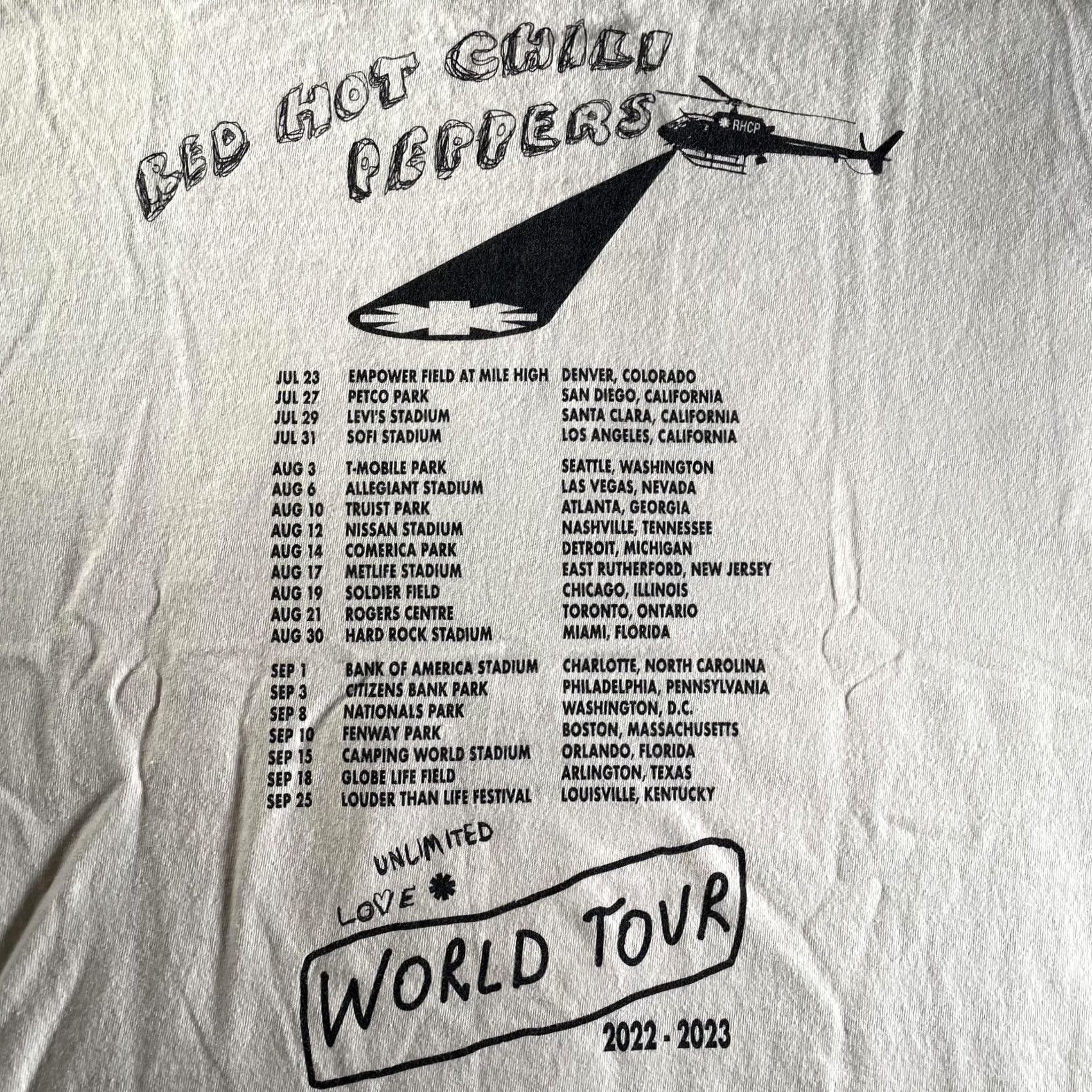 Vintage Red Hot Chili Peppers Shirt Mens Medium White Unlimited World Tour Graphic Tee Size US M / EU 48-50 / 2 - 5 Thumbnail