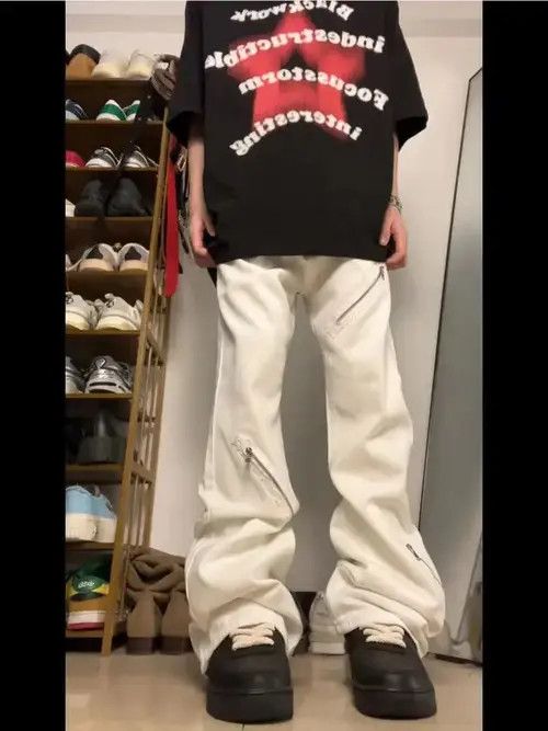 High Sport × Japanese Brand × Jean Street style irregular zipper micro-flared jeans Size US 32 / EU 48 - 4 Thumbnail