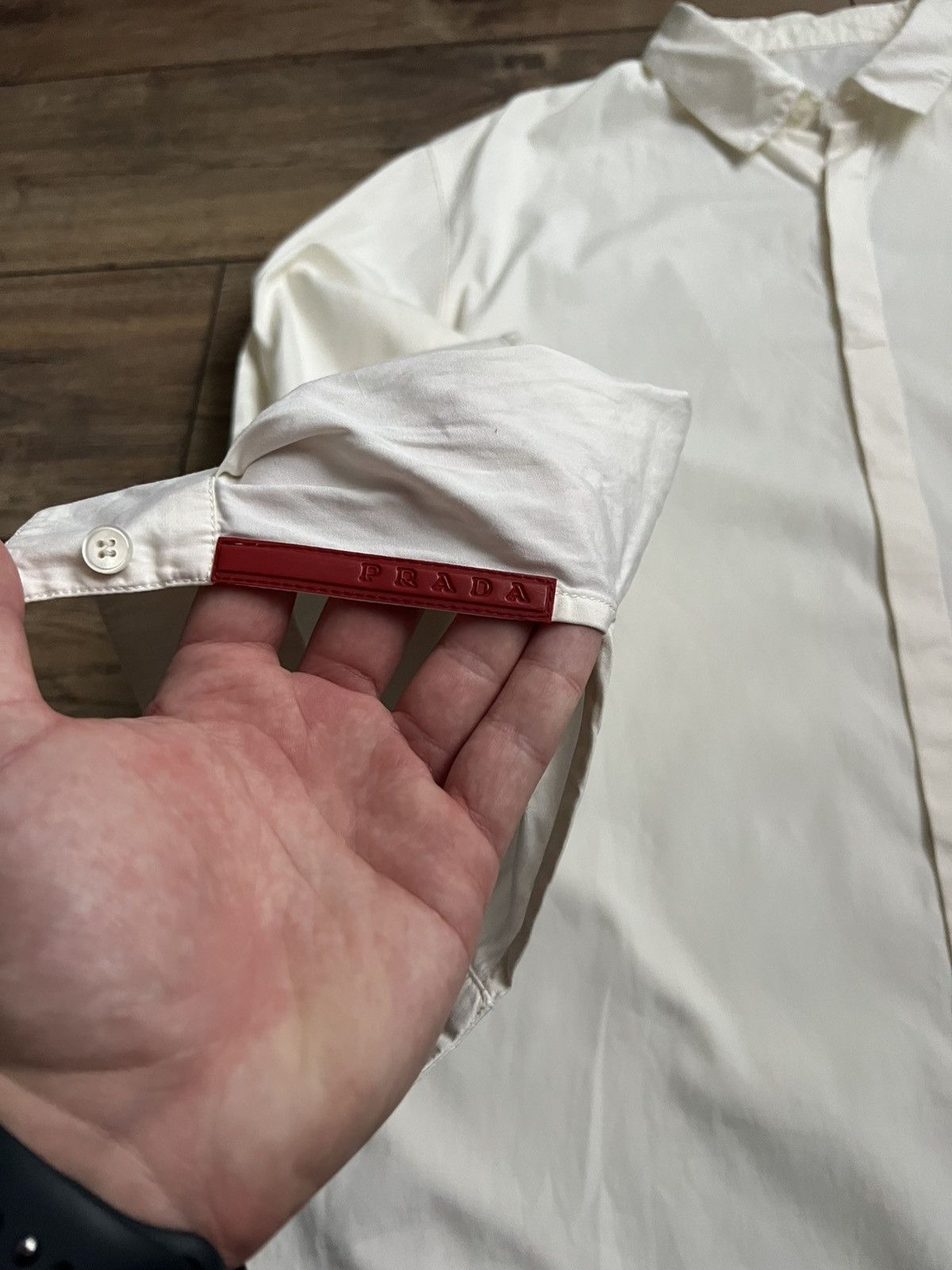 Prada Prada Red Tab White Shirt Size US XL / EU 56 / 4 - 4 Thumbnail
