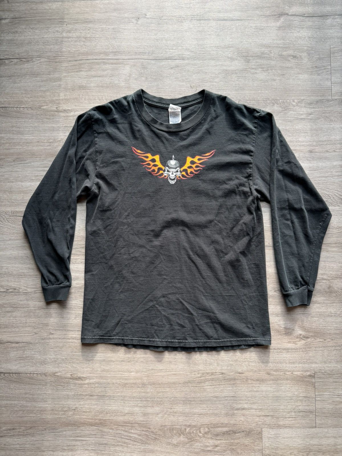 Vintage RARE Sun Faded Vintage Long Sleeve Biker T Shirt Size US L / EU 52-54 / 3 - 2 Thumbnail