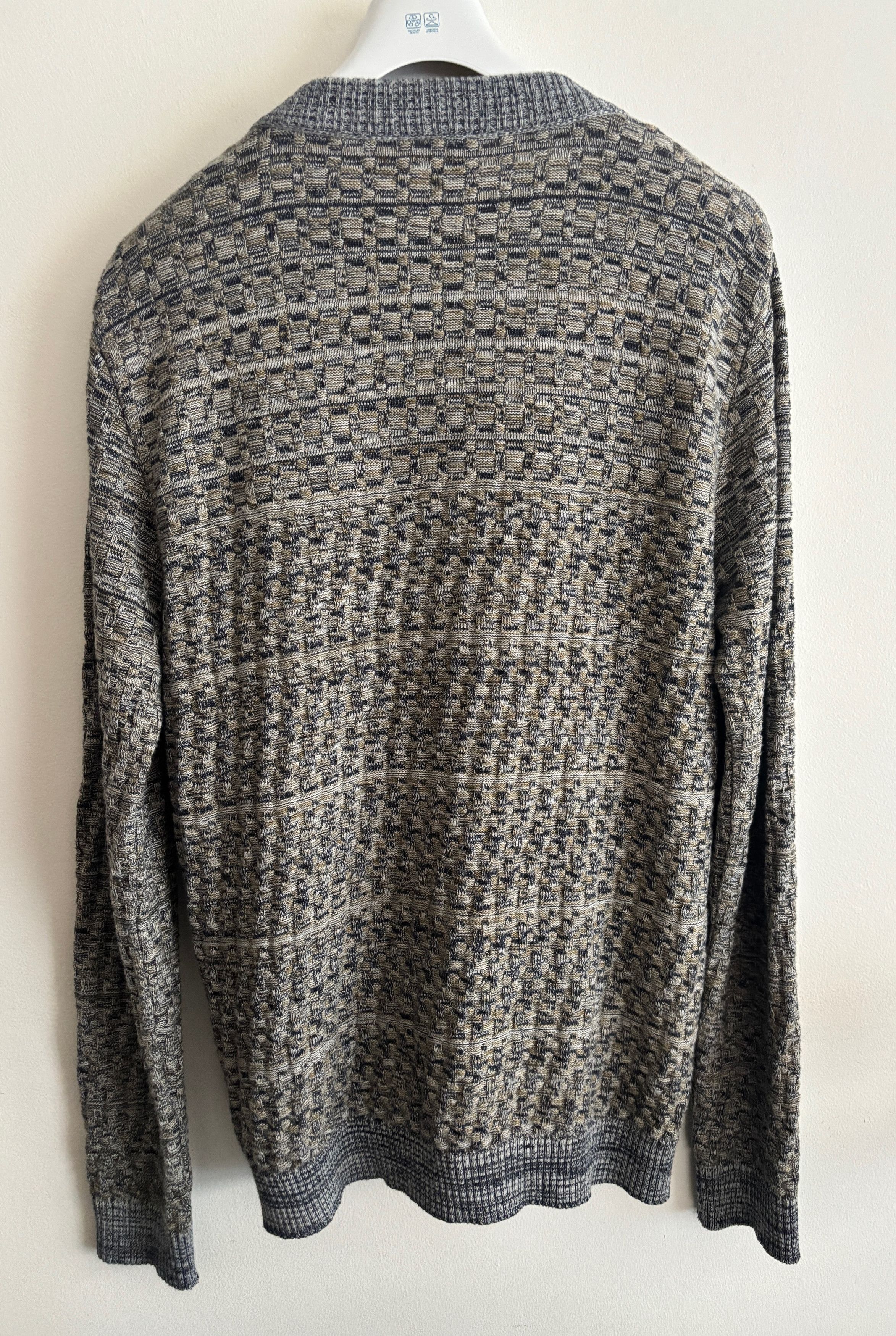 S.N.S. Herning Gray Brown Heather Cotton Merino Wool Textured Knit Cardigan Size US XL / EU 56 / 4 - 7 Thumbnail