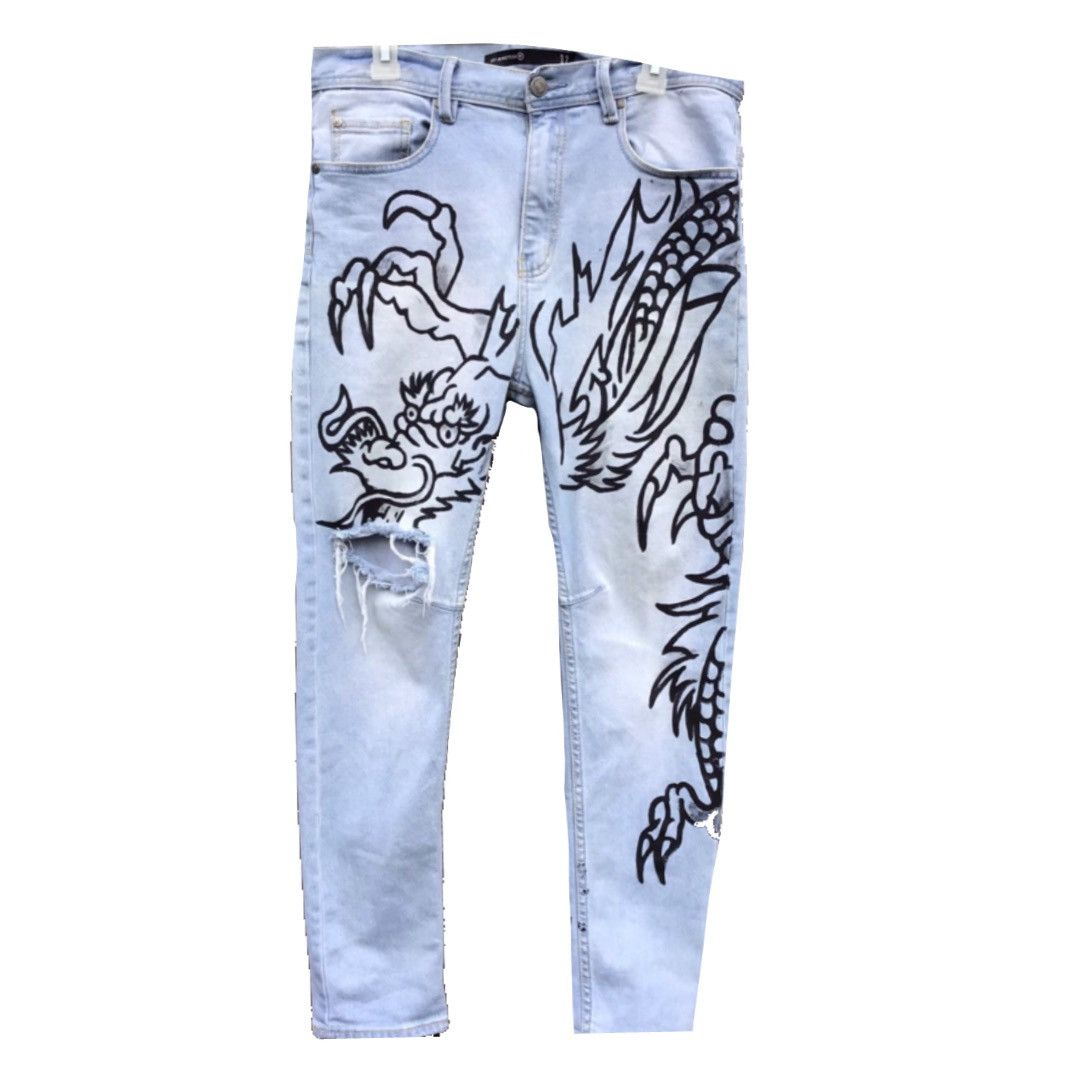 Japanese Brand Painted dragon jeans Size US 32 / EU 48 - 1 Thumbnail