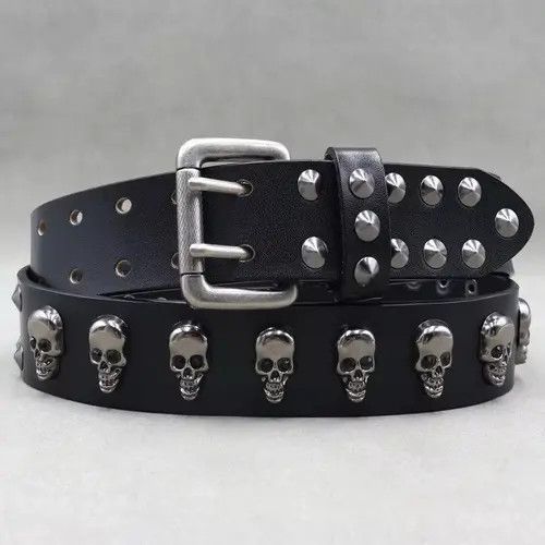 Japanese Brand Matsuda x Asai Skull Studded Punk Leather Cowboy Belts Size ONE SIZE - 8 Thumbnail