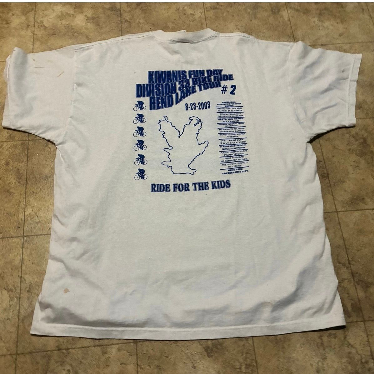 Fruit Of The Loom Vintage 2003 Kiwanis Rend Lake Bike Tour White T-Shirt 2XL Size US L / EU 52-54 / 3 - 1 Thumbnail