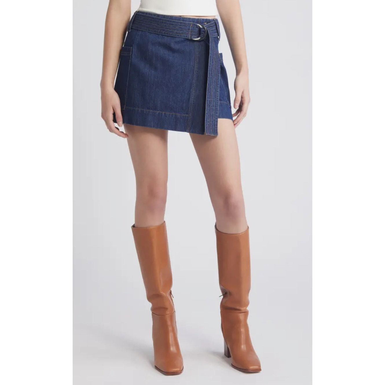 Rails NWT Rails Deanna Belted Denim Wrap Miniskirt L Western Rodeo Size 32" / US 10 / IT 46 - 1 Thumbnail