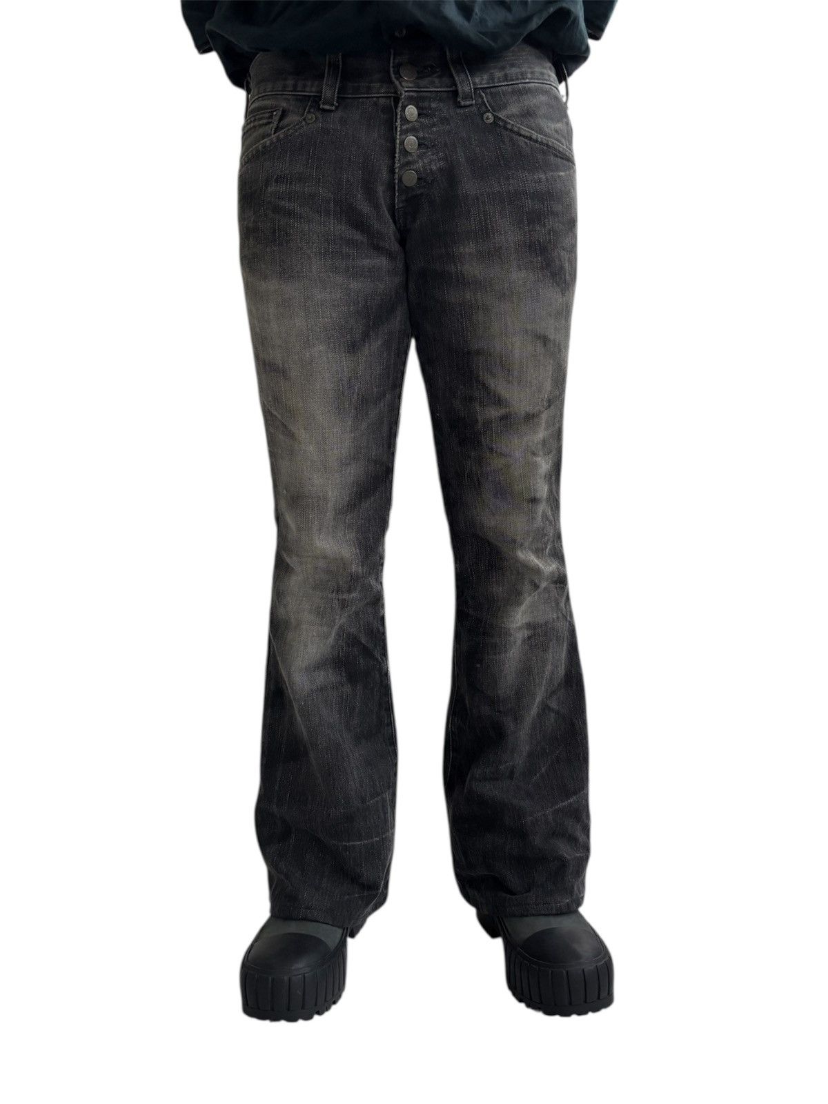 TORNADO MART black washed flared denim jeans