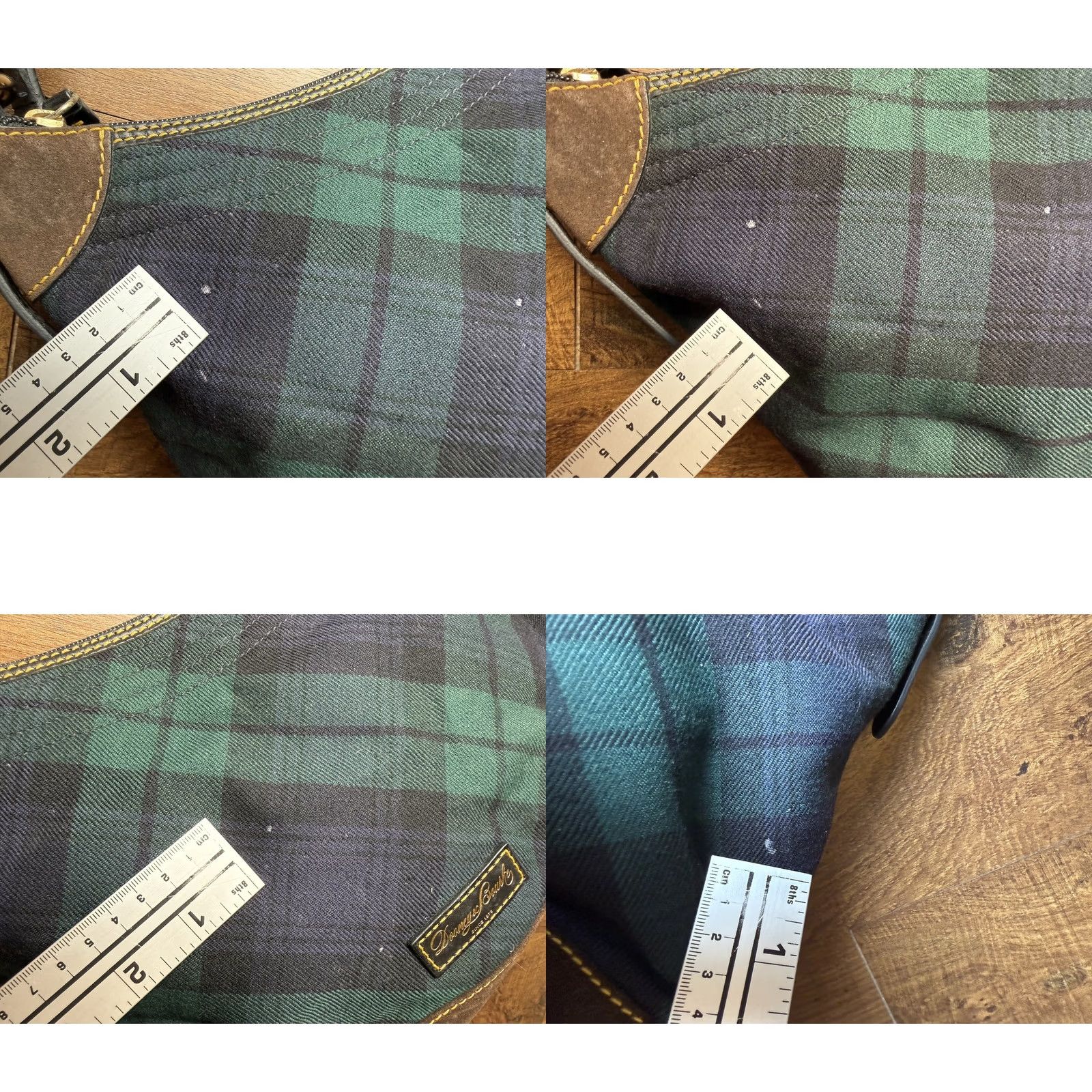 Dooney & Bourke VINTAGE Dooney & Bourke Wool black watch Tartan Plaid Shoulder Bag Leather Suede - READ Women Large Green Navy Hobo Size ONE SIZE - 9 Thumbnail