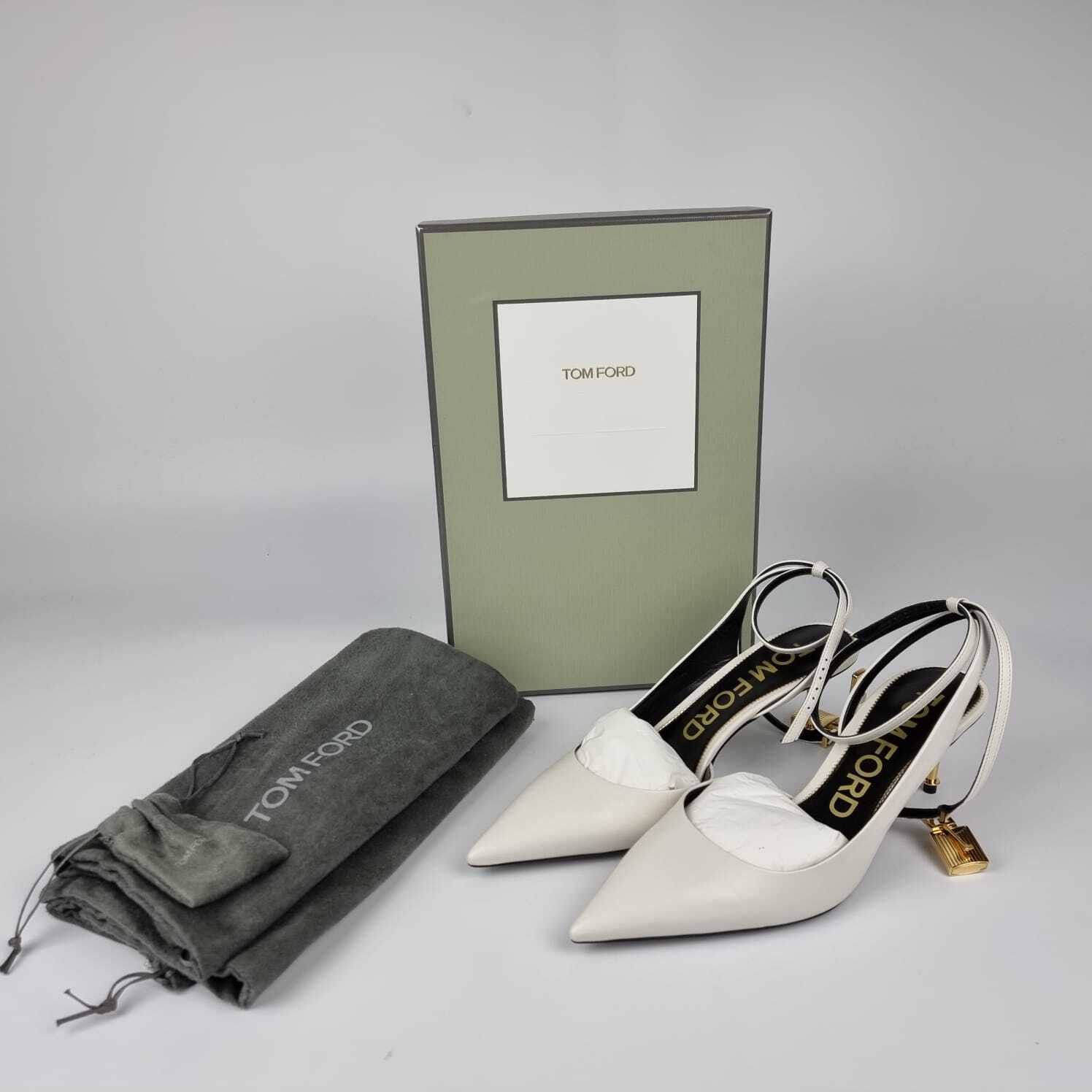 Tom Ford Tom Ford Padlock 55mm White Leather Slingback Pumps New Size US 11 / IT 41 - 2 Thumbnail