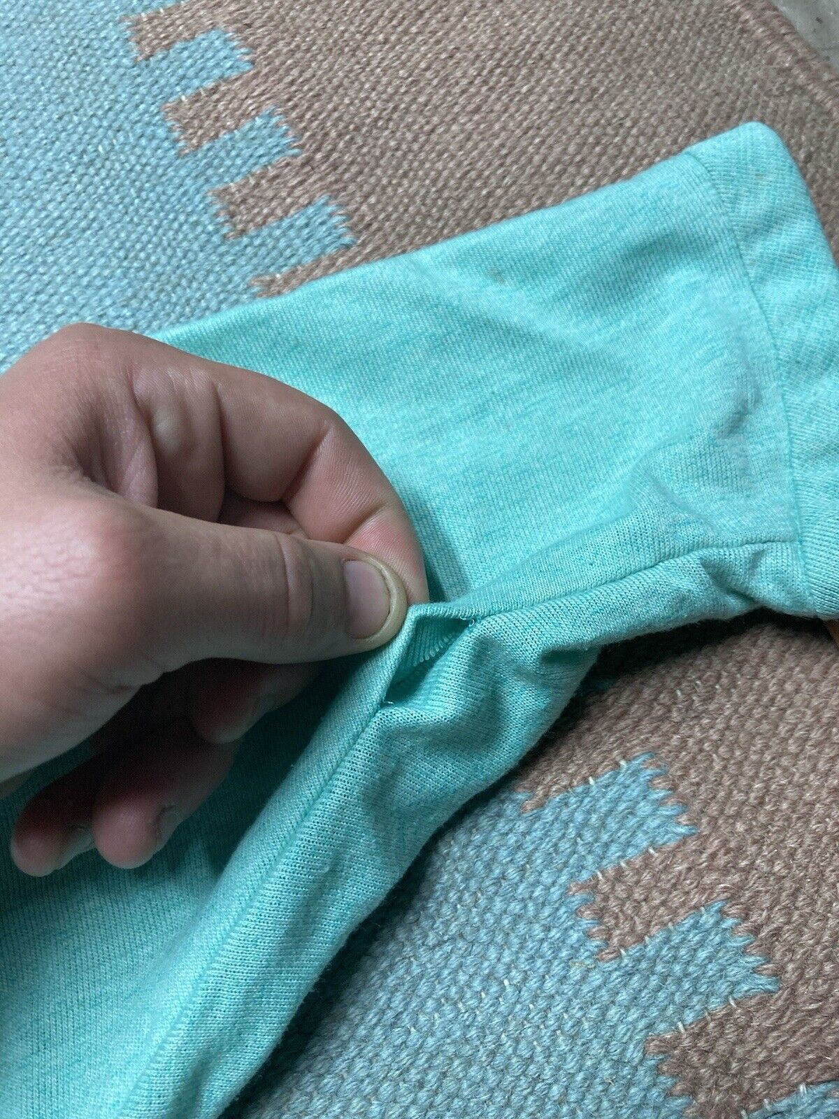 Vintage 70s t shirt soft thin distressed Tiffany blue boxy XL cotton Size US XL / EU 56 / 4 - 6 Thumbnail