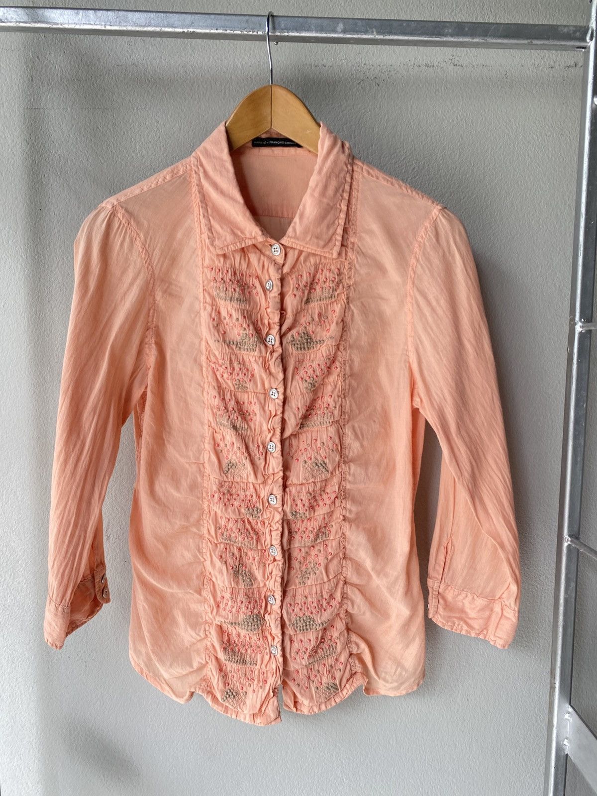 Marithe + Francois Girbaud MARITHE + FRANCOIS GIRBAUD Peach Ruffled Blouse Size M / US 6-8 / IT 42-44 - 7 Thumbnail