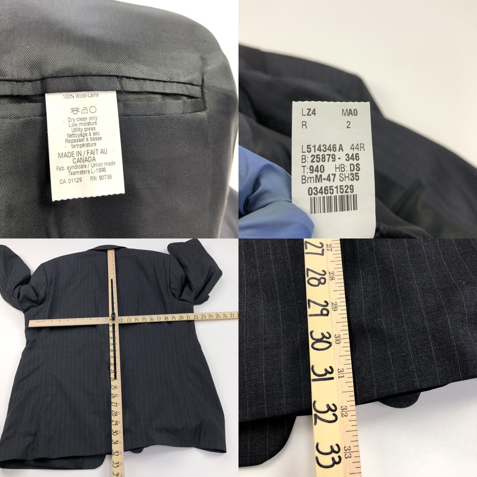 Ralph Lauren Lauren Ralph Lauren Green Label 44R Wool Two Button Sport Coat Jacket Striped Notch Lapel Men’s 100% Wool Suit Coat Outerwear Size 44R - 9 Thumbnail