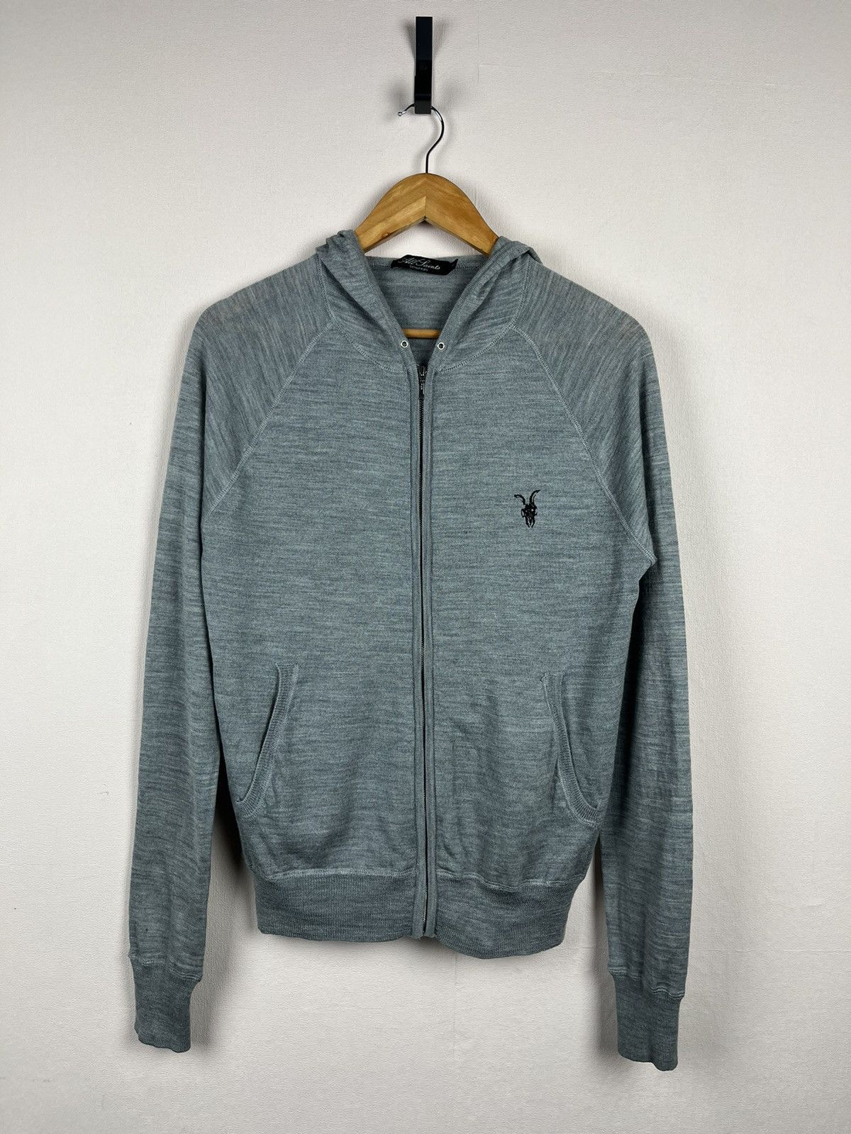 Allsaints AllSaints Spitalfields Merino Wool Sweater Zip Hoodie Gray Size US S / EU 44-46 / 1 - 1 Thumbnail