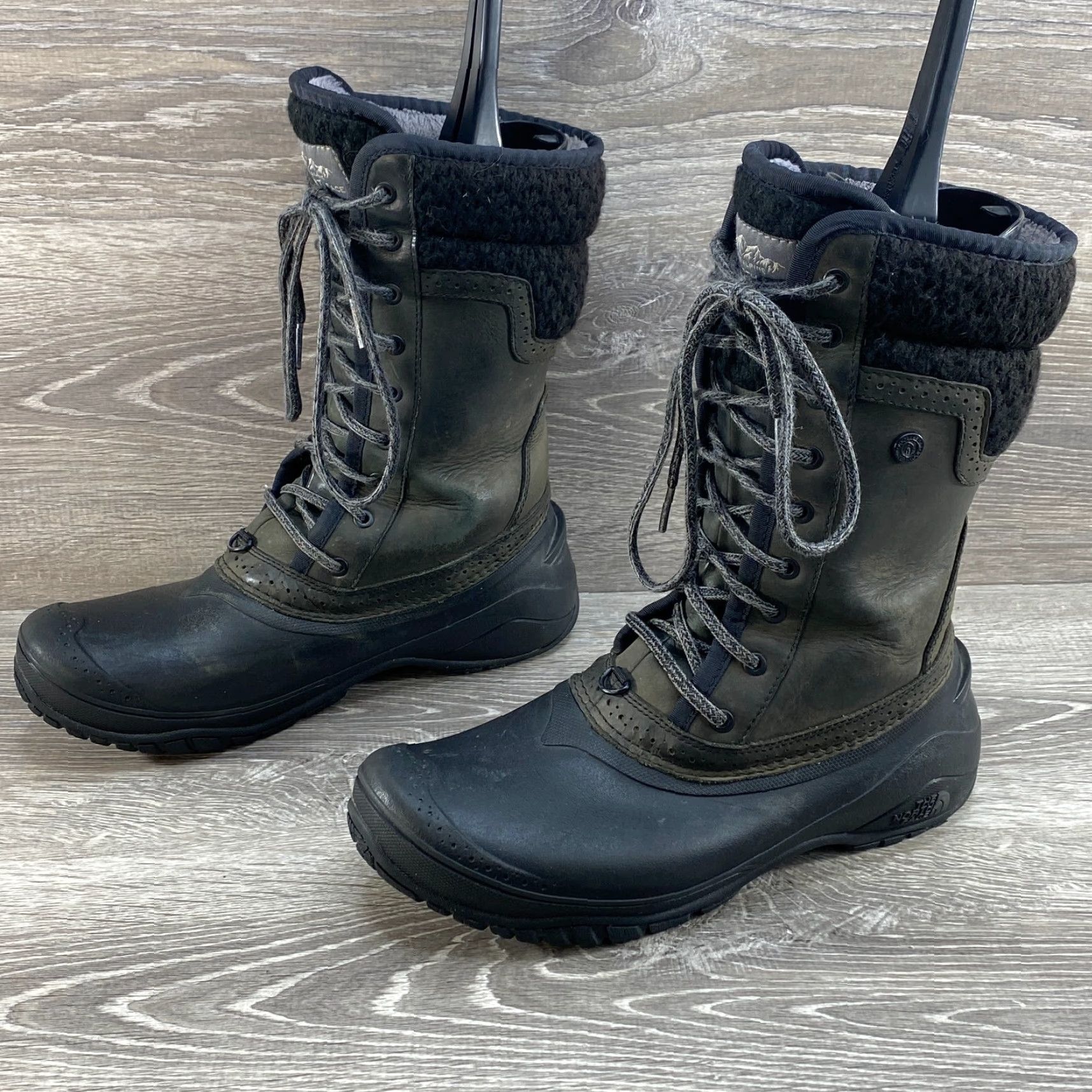 The North Face NORTH FACE Shellista II Waterproof Mid Boots Faux Fur 8.5 Black Leather Rubber Women Size US 7 / IT 37 - 5 Thumbnail