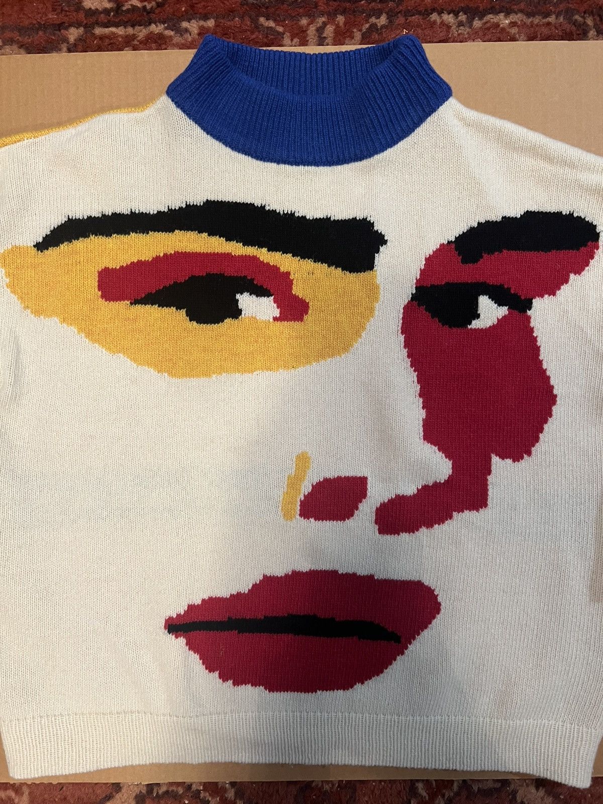 KidSuper KidSuper Face Boxy Knit sweater white A Bull in a China Shop Size US S / EU 44-46 / 1 - 2 Thumbnail
