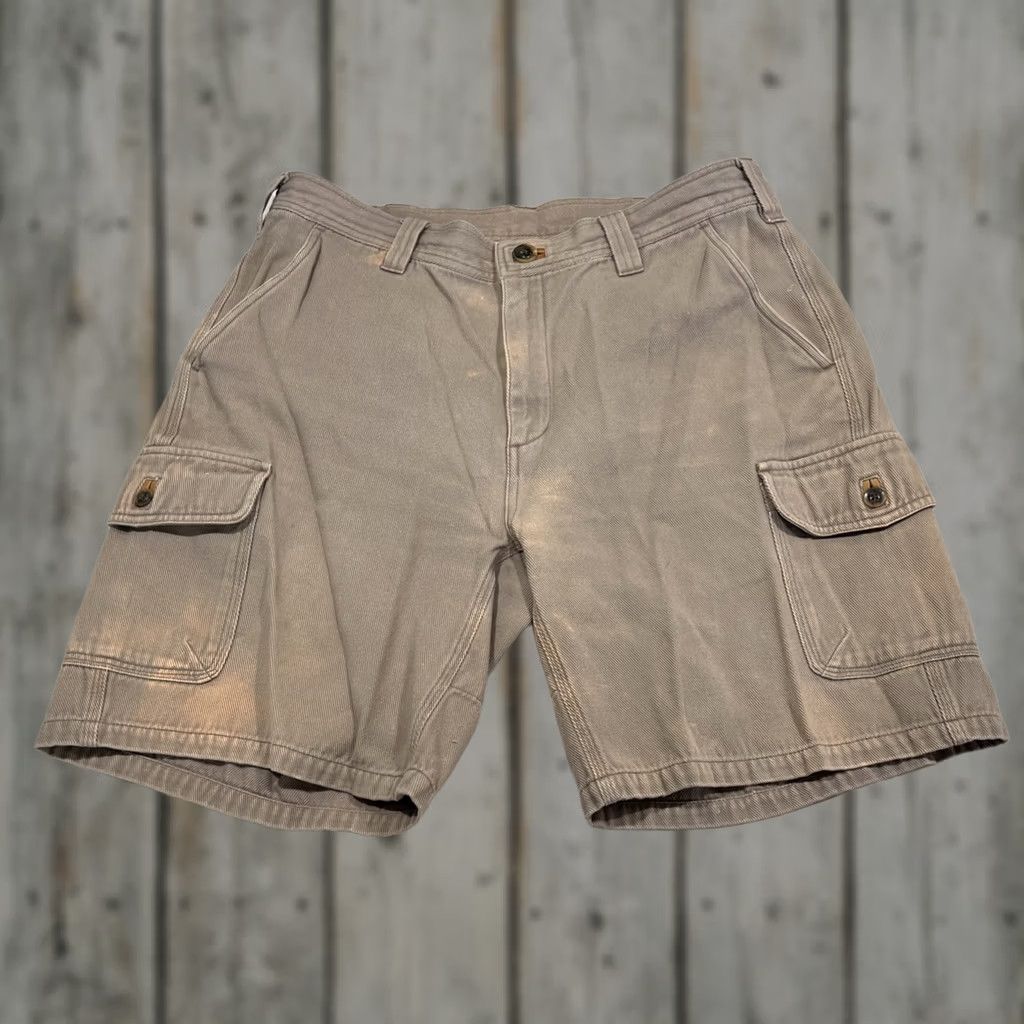 Vintage Schnee’s Cargo Shorts Men’s 36 Reinforced Cotton Leather Trim Style SN108063 Brown Canvas Cargo Pocket Flat Front 8 in Inseam Men Regular Cotton Size US 36 / EU 52 - 1 Thumbnail
