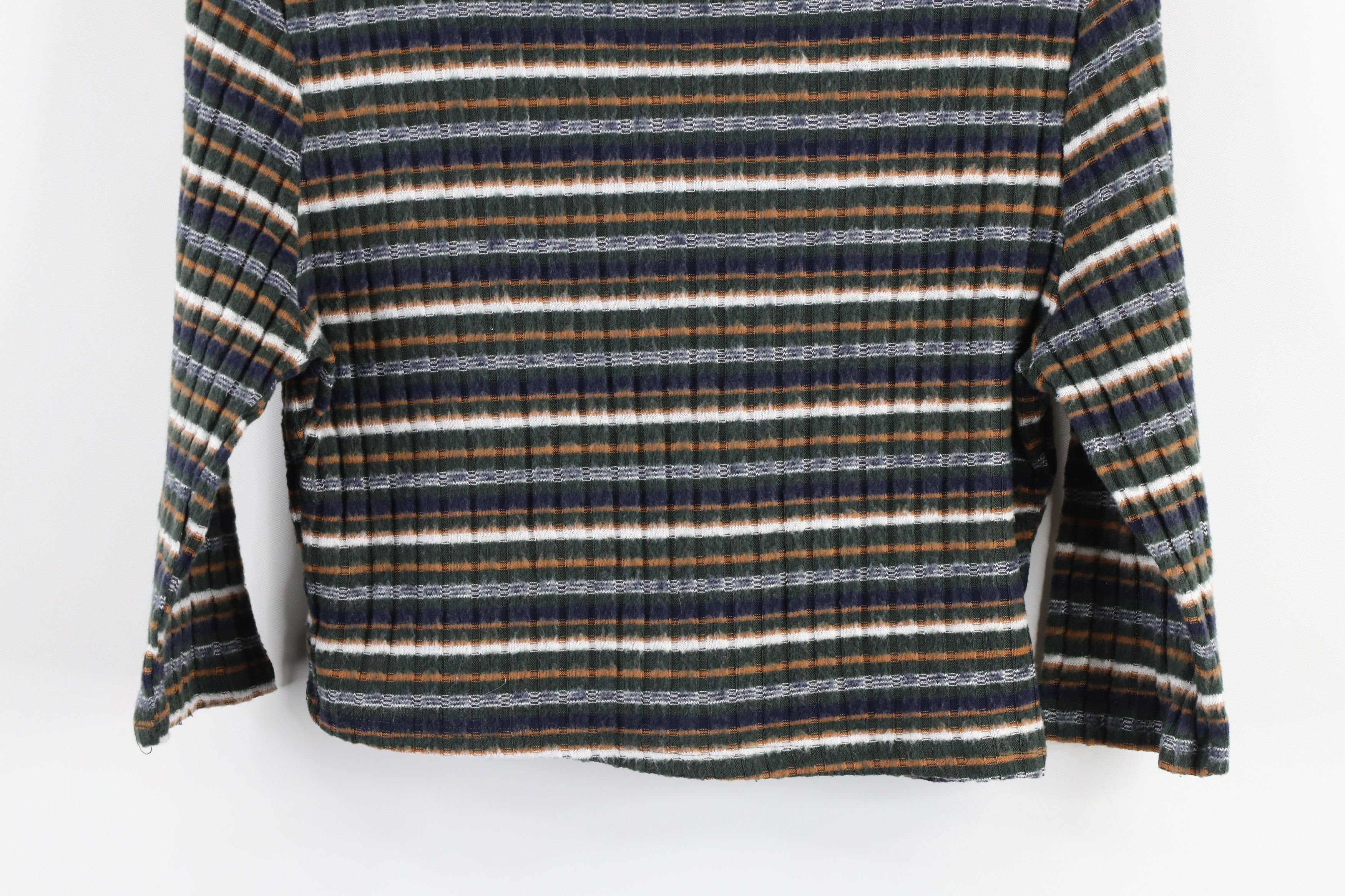 Vintage Y2K Streetwear Ribbed Striped Half Zip Cropped Polo Shirt Size M / US 6-8 / IT 42-44 - 10 Thumbnail