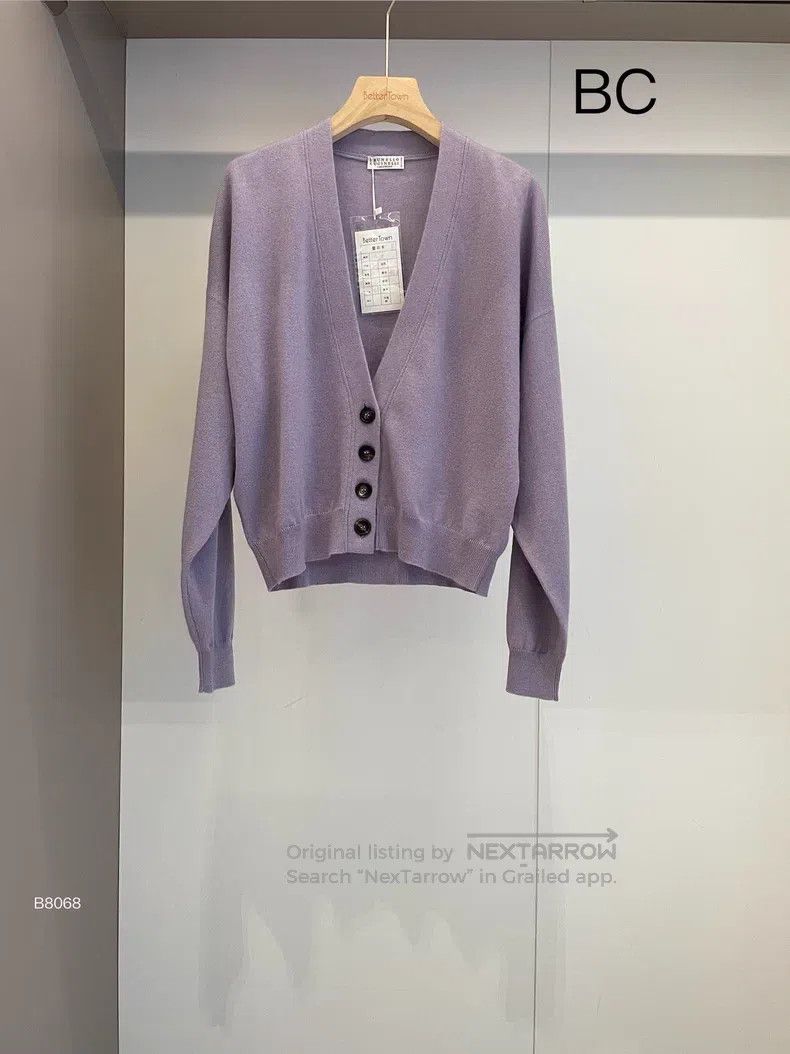 Brunello Cucinelli Brunello Cucinelli Lavender Cashmere Cardigan Size S / US 4 / IT 40 - 1 Thumbnail