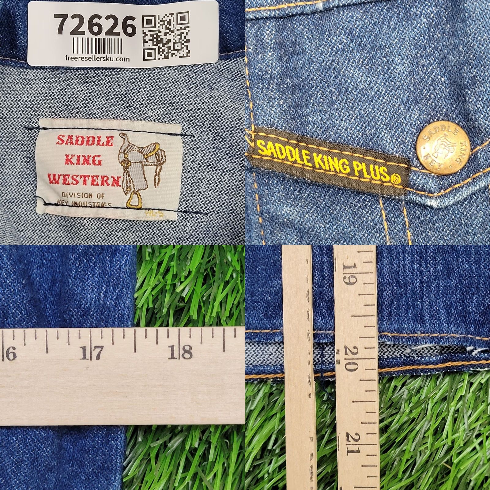 Denime VINTAGE Cropped Denim Jacket Womens Small 17x20 Dark-Wash Denim Jacket Cropped 1990s 90s Womens Size 3XL / US 20-22 - 8 Thumbnail