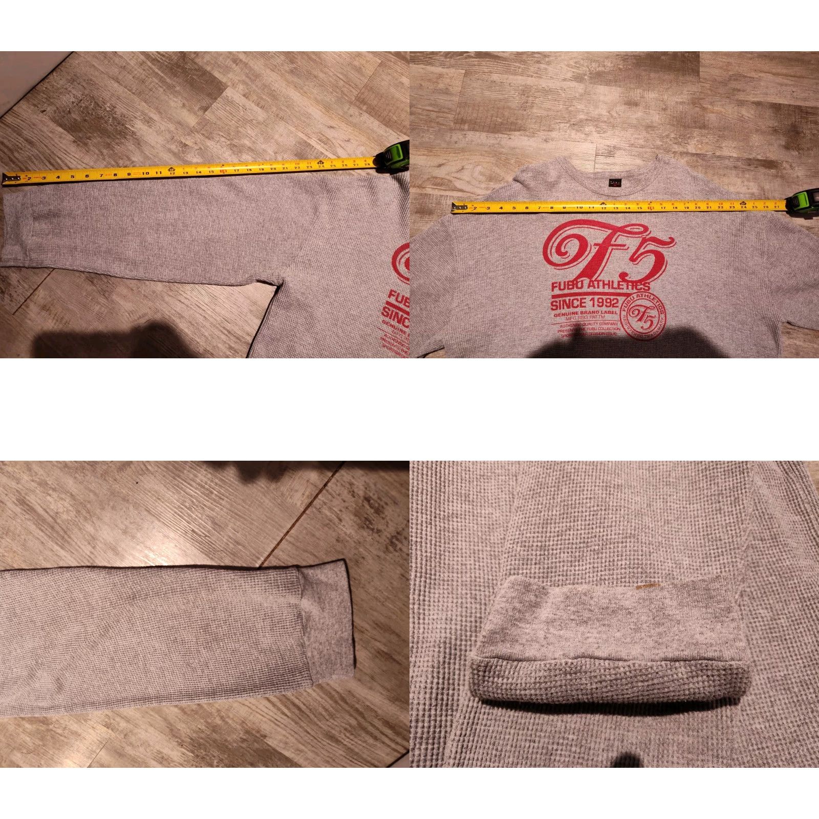 Fubu VINTAGE FUBU Collection athletic wear Shirt Mens 2XL Gray Waffle Knit Thermal Long Sleeve 90s Hip Hop Size US XXL / EU 58 / 5 - 9 Thumbnail