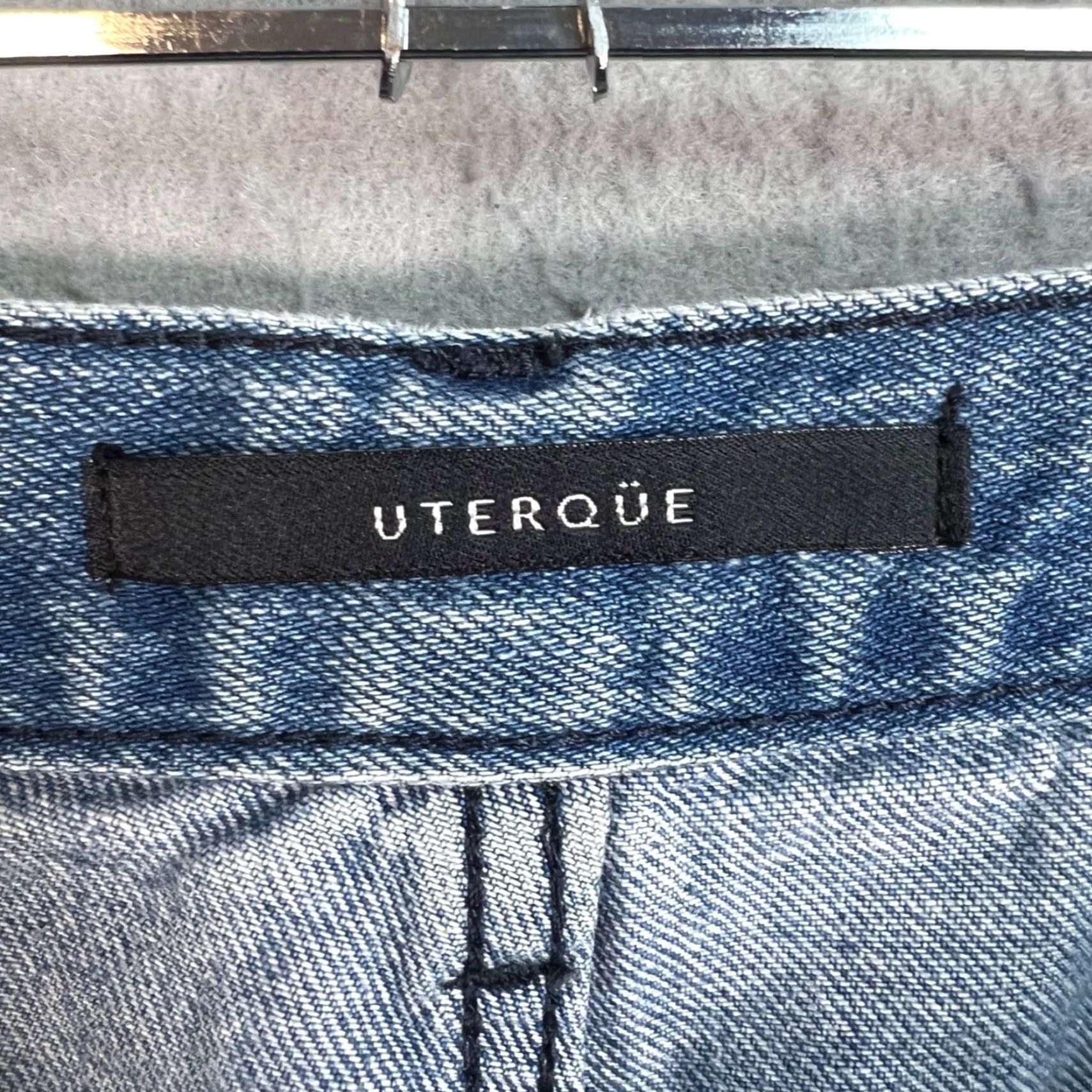 Vintage Uterque Jeans Womens Patchwork Denim High Waist Straight Leg Size 28 Blue Cotton 5-Pocket Denim Jeans Womens Band Size 28" / US 6 / IT 42 - 3 Thumbnail