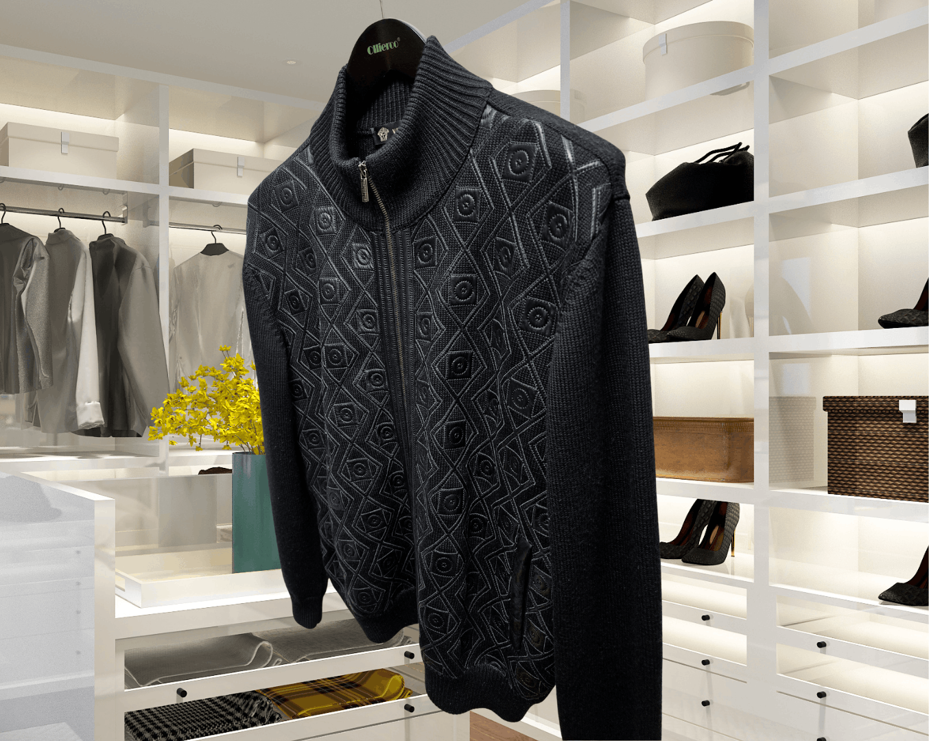 Versace $1950 Versace Wool and Leather Black Cardigan. IT54 Size US L / EU 52-54 / 3 - 3 Thumbnail