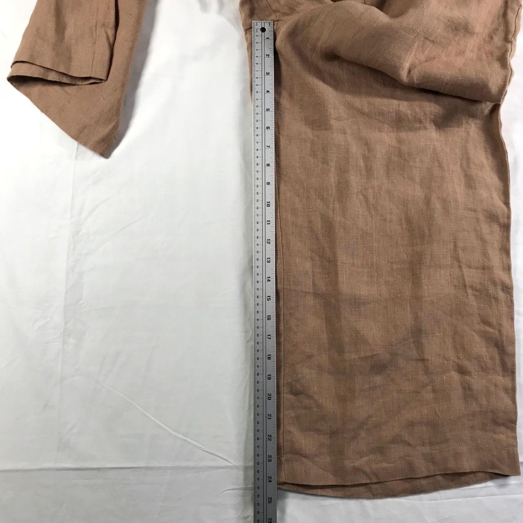 Vintage Vetta Capsule Wide Leg Pants Size 14 Dusty Blush 100% Linen High Rise NWT USA Size 36" / US 14 / IT 50 - 4 Thumbnail