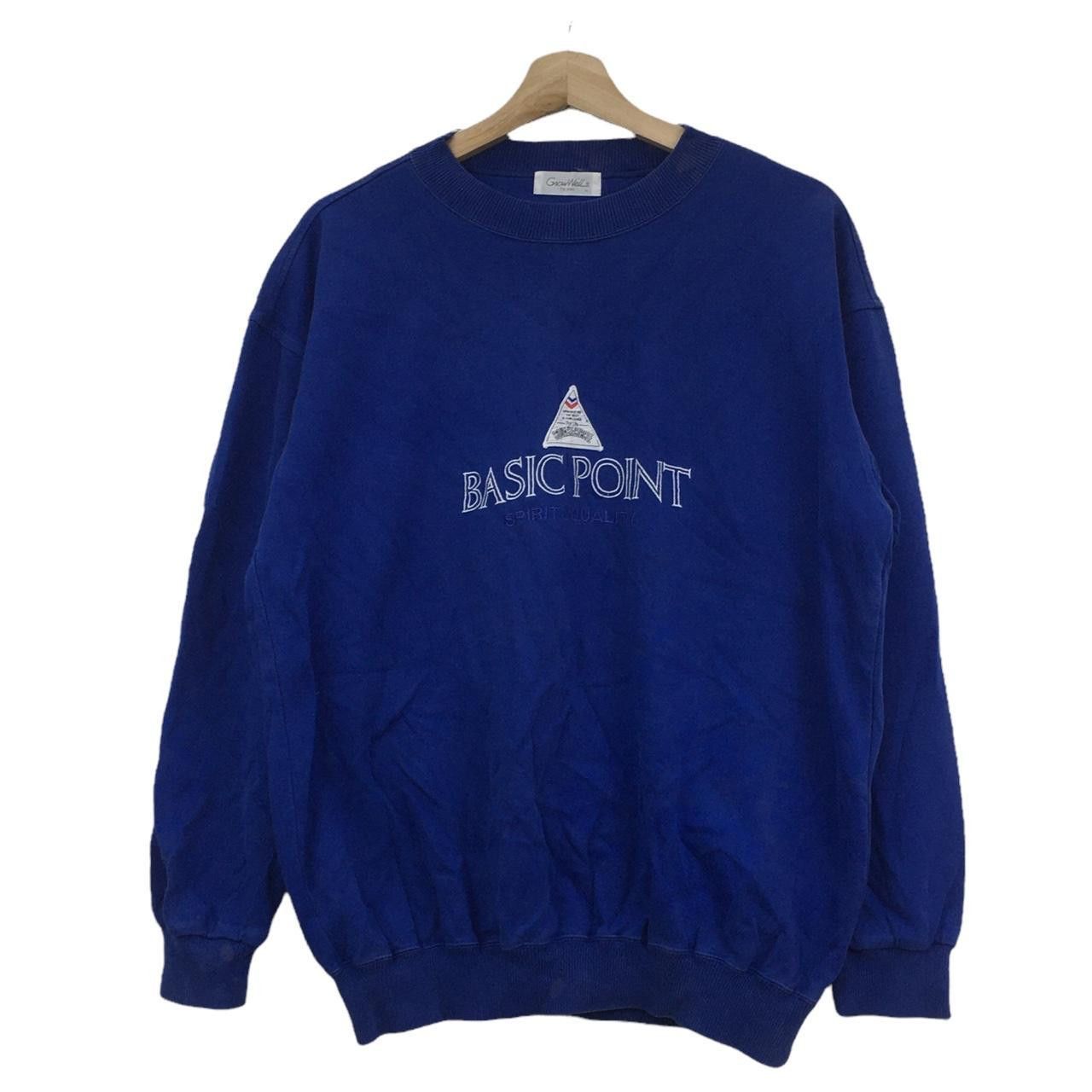 Vintage Vtg 90’ BASIC POINT SPIRITUAL Embroidery Blue Sweatshirt Size US L / EU 52-54 / 3 - 1 Thumbnail