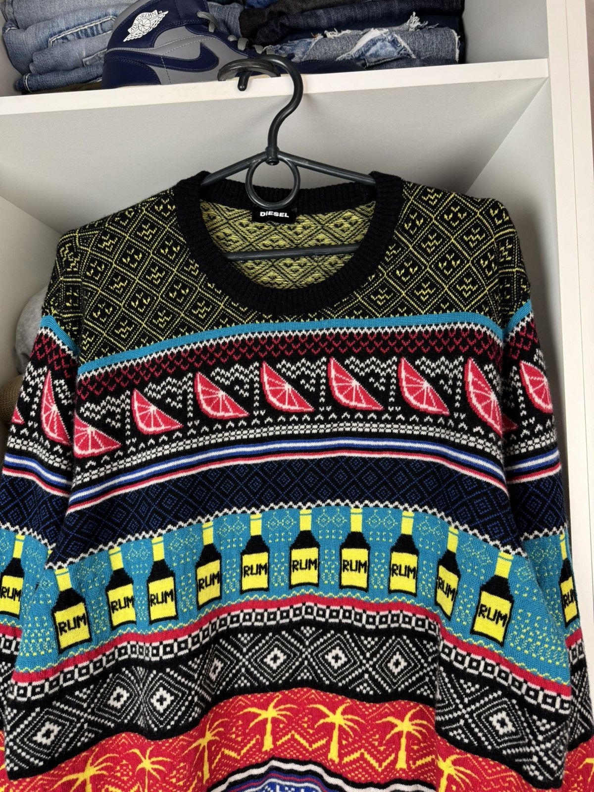 Diesel Diesel Rum Bottles & Tropical Palms Colorful Sweater Size US L / EU 52-54 / 3 - 2 Thumbnail