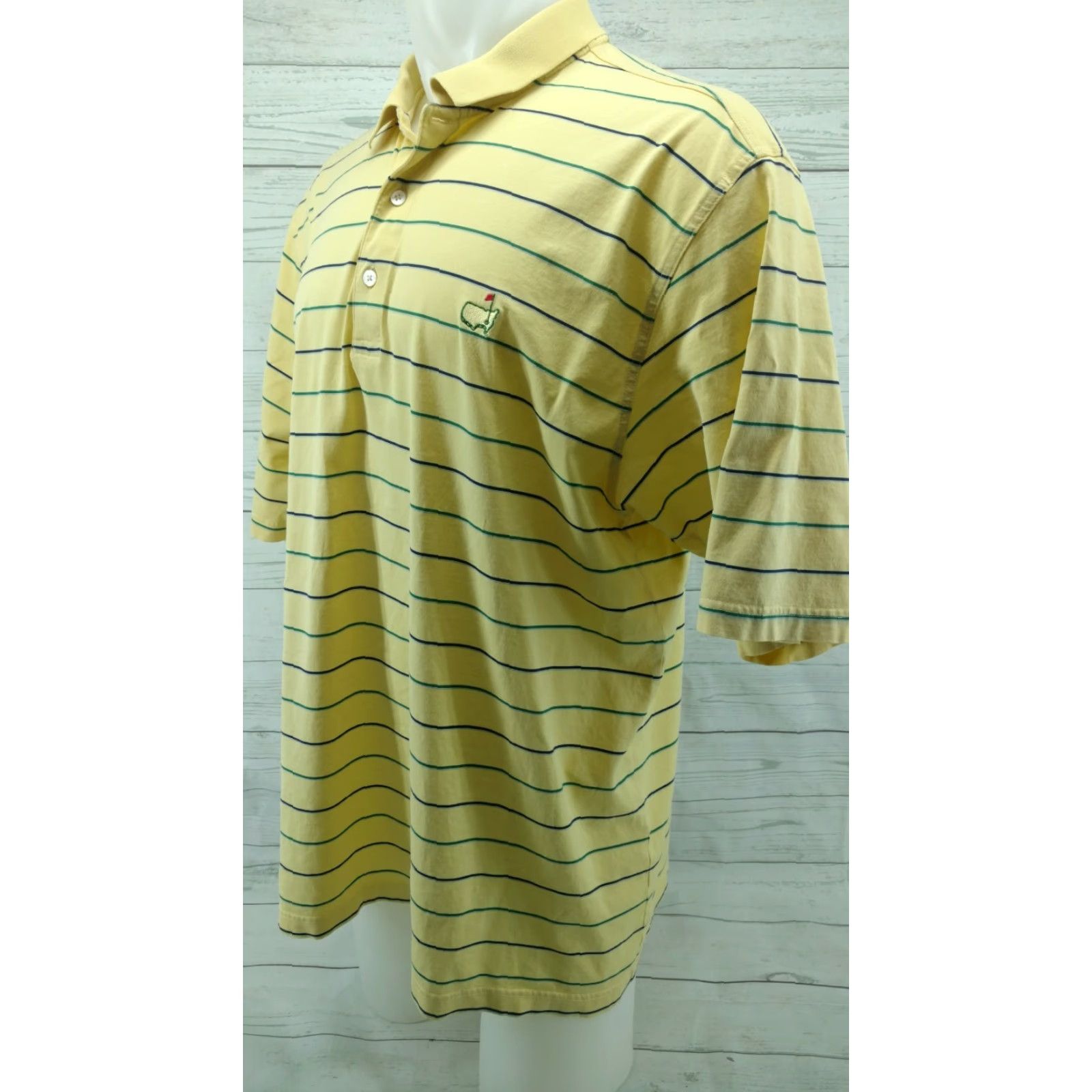 Vintage Amen Corner Masters Logo Striped Shirt Polo XL Men's Yellow Short Sleeve Size US XL / EU 56 / 4 - 2 Thumbnail