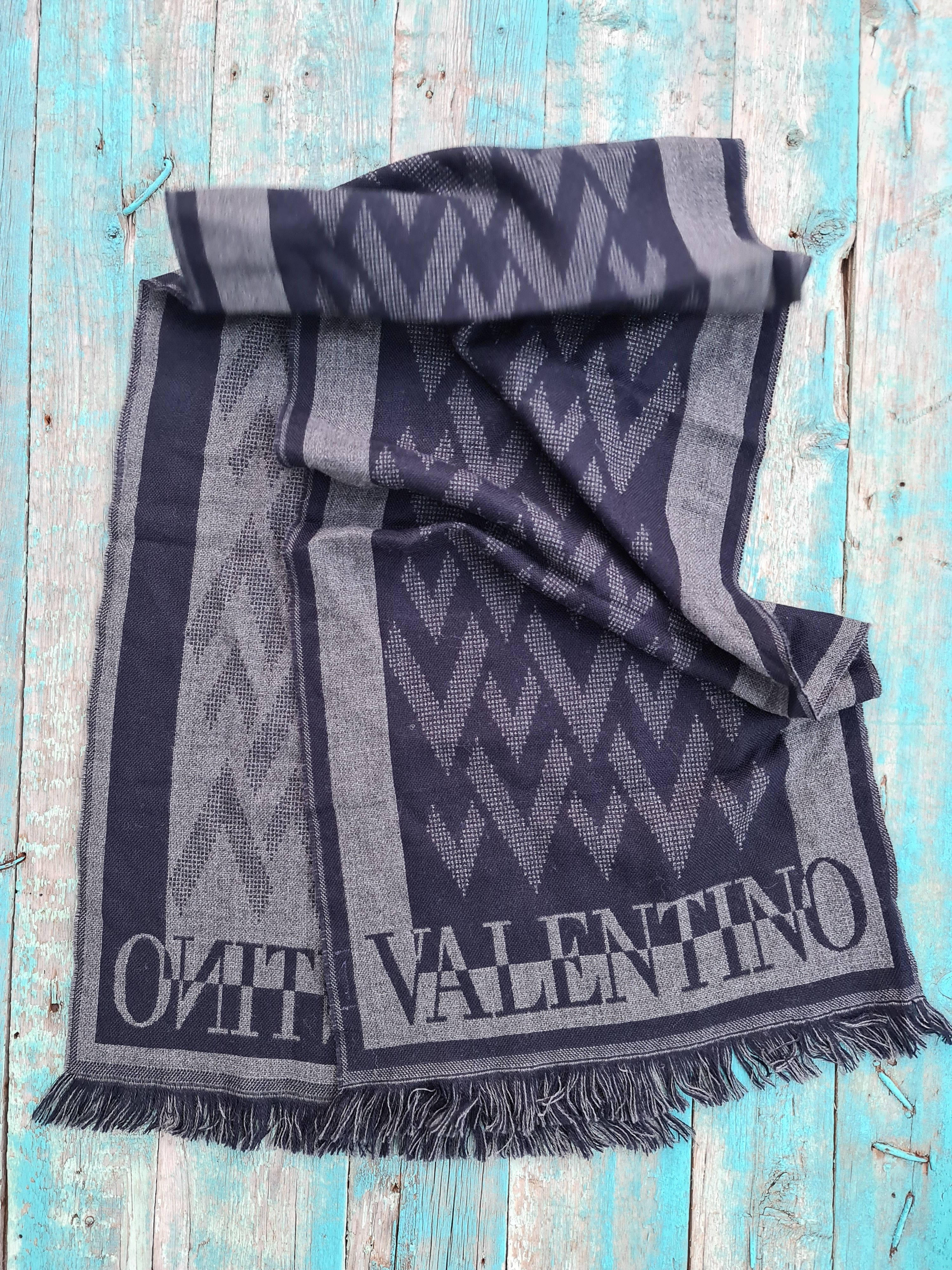 Valentino Vintage Valentino Monogram 100% Wool Scarf Muffler Size ONE SIZE - 1 Thumbnail
