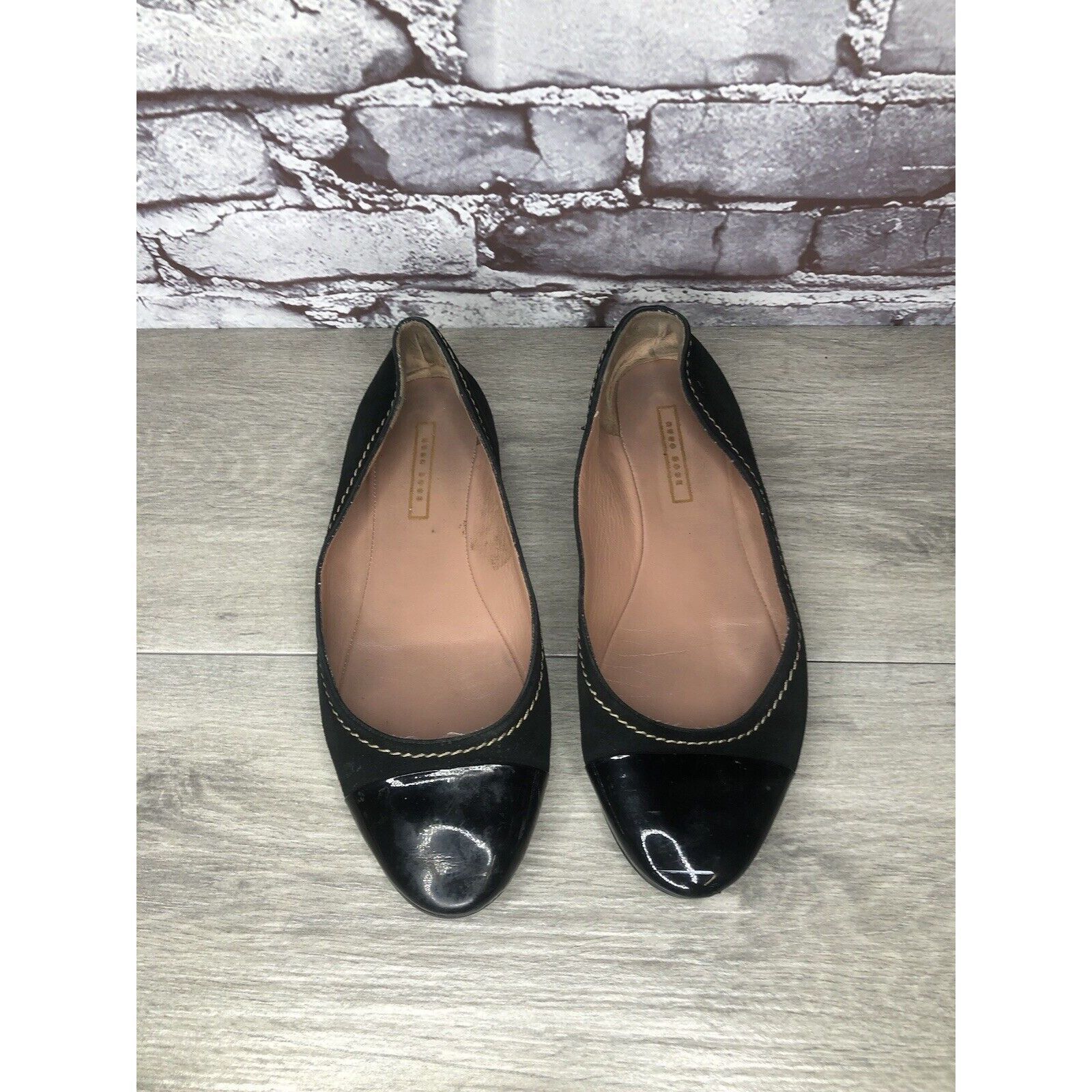 Hugo Boss Boss Hugo Boss Black Suede Leather Ballerina Flats Shoes Wom Size US 8.5 / IT 38.5 - 11 Thumbnail