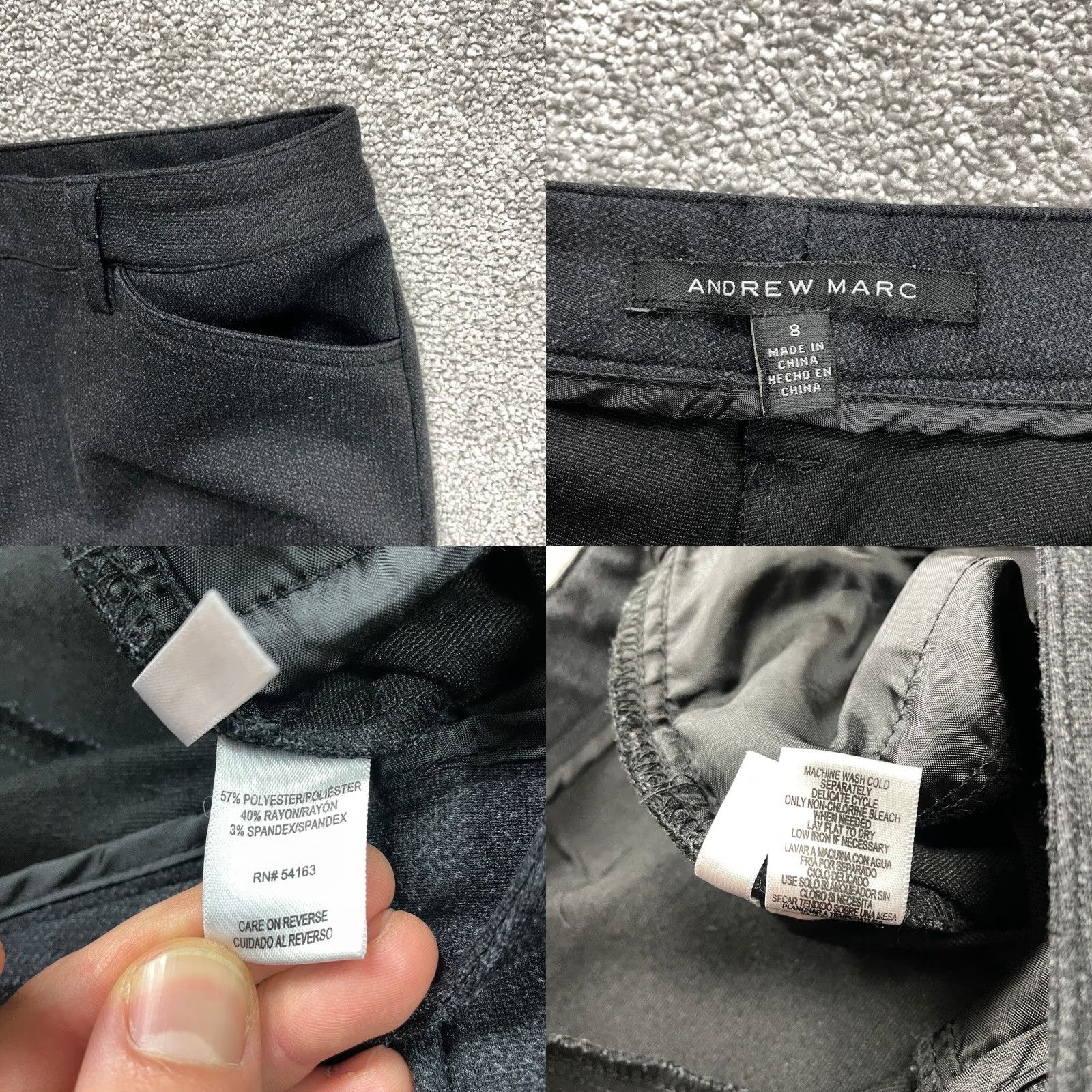 Andrew Marc VINTAGE Andrew Marc Womens Dress Pants Size 8 Gray Solid Polyester Blend Rayon Stretch Dress Pants Womens Regular 32x29 Inseam 29 Linen? Size 30" / US 8 / IT 44 - 8 Thumbnail