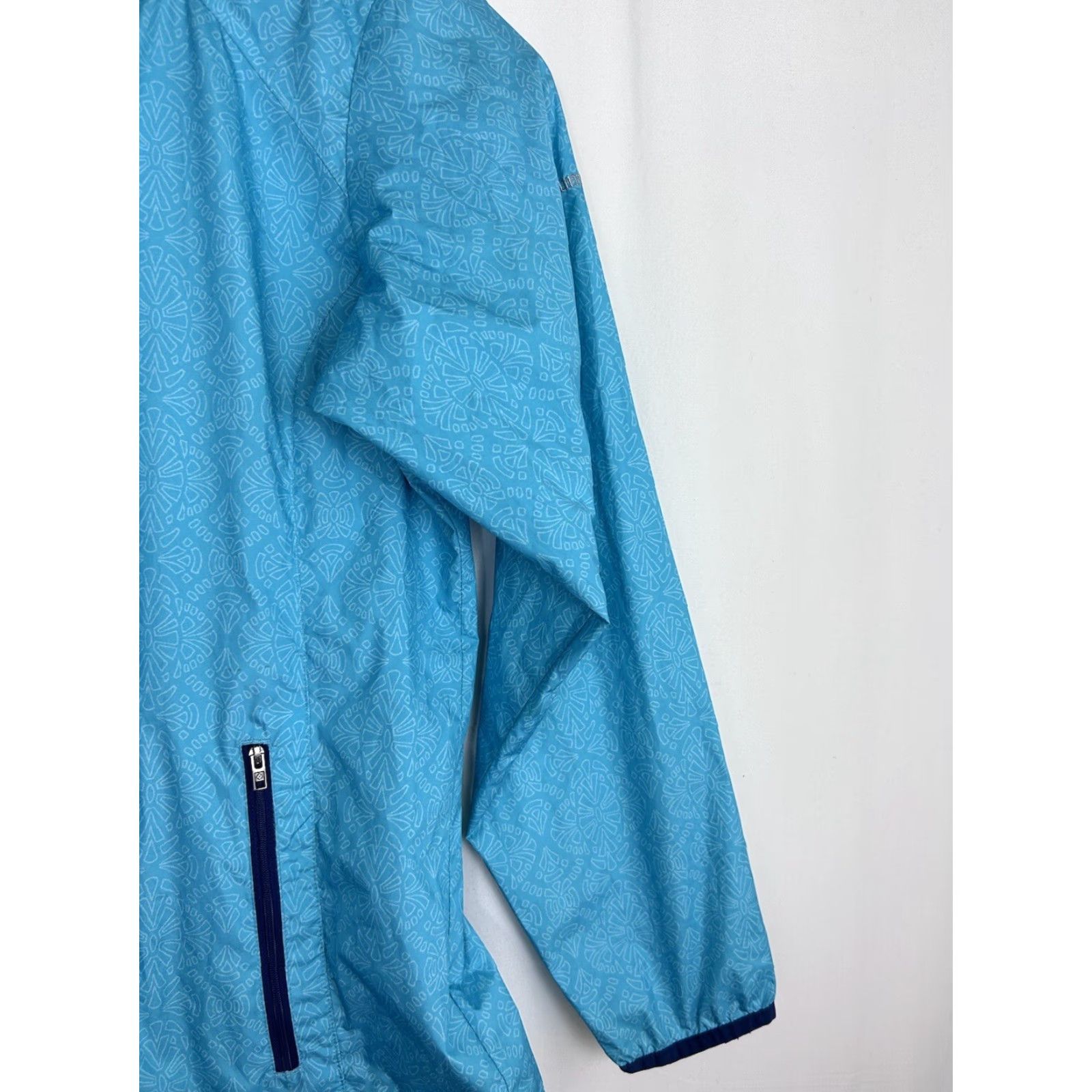 Altea Columbia Windbreaker Jacket Womens L Teal Hooded Lightweight Softshell Zip Front Cinched Waist Size L / US 10 / IT 46 - 4 Thumbnail