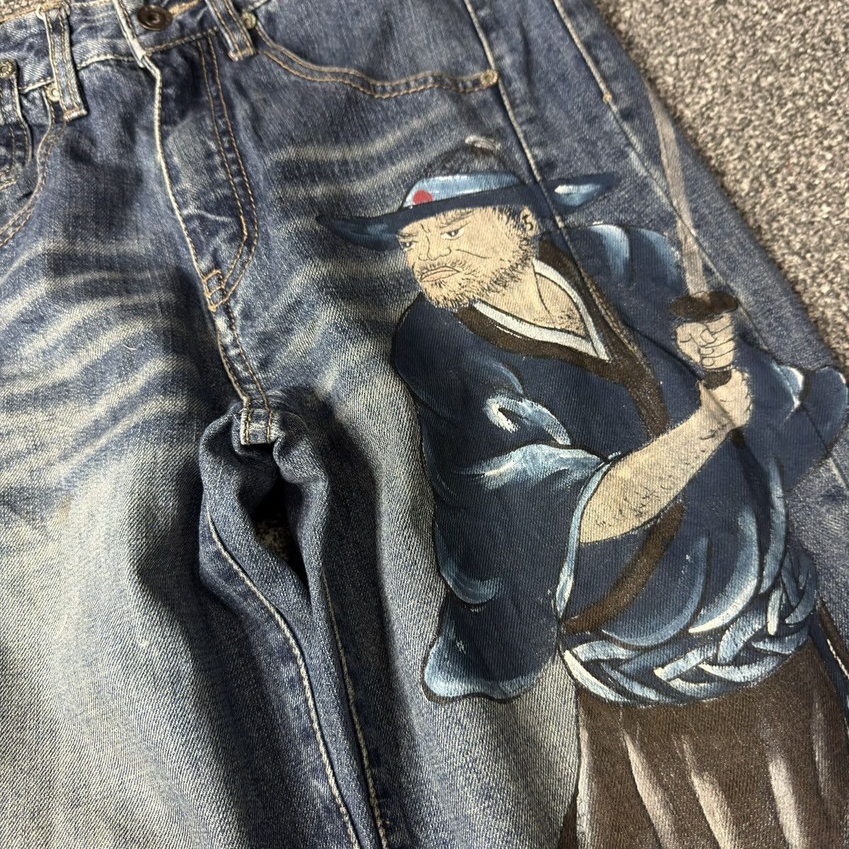 Japanese Brand 🔥🇯🇵 Vintage y2k Hand Printed Ronin Bj Jeans Karakuri Size US 30 / EU 46 - 8 Thumbnail