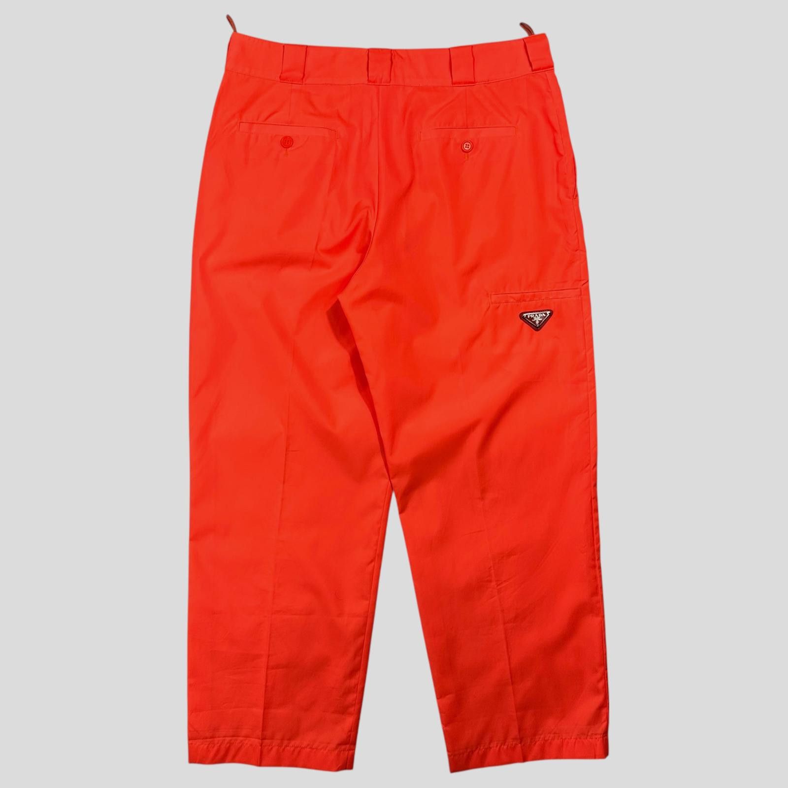 Prada Prada Milano 2018 Orange Nylon Gabardine Logo Trousers - S/M Size US 30 / EU 46 - 1 Thumbnail