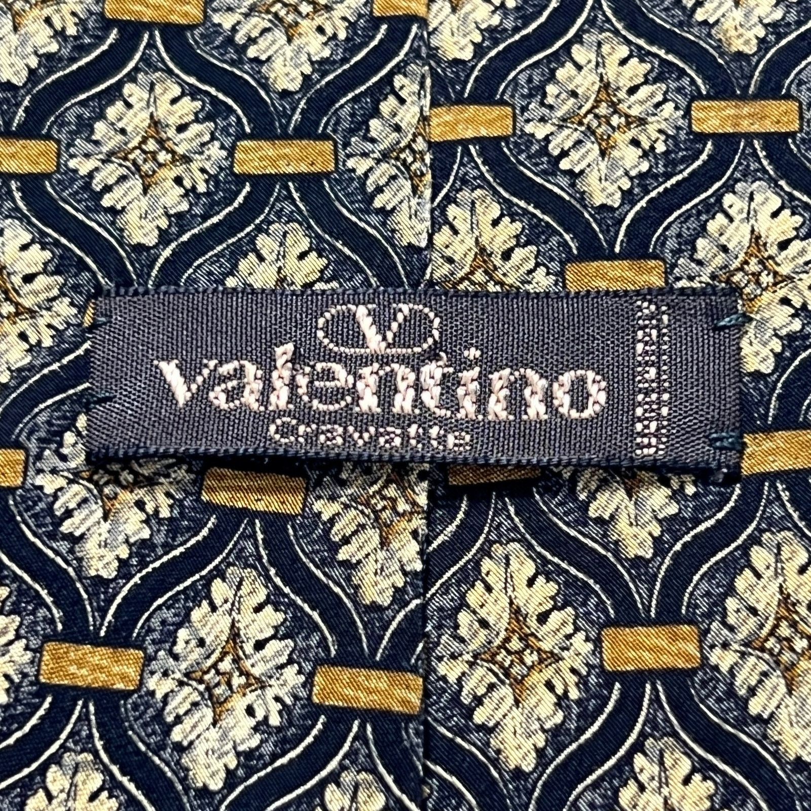 Valentino Valentino Cravatte Vintage Men's Tie Grey Gold Silk Necktie Size ONE SIZE - 3 Thumbnail