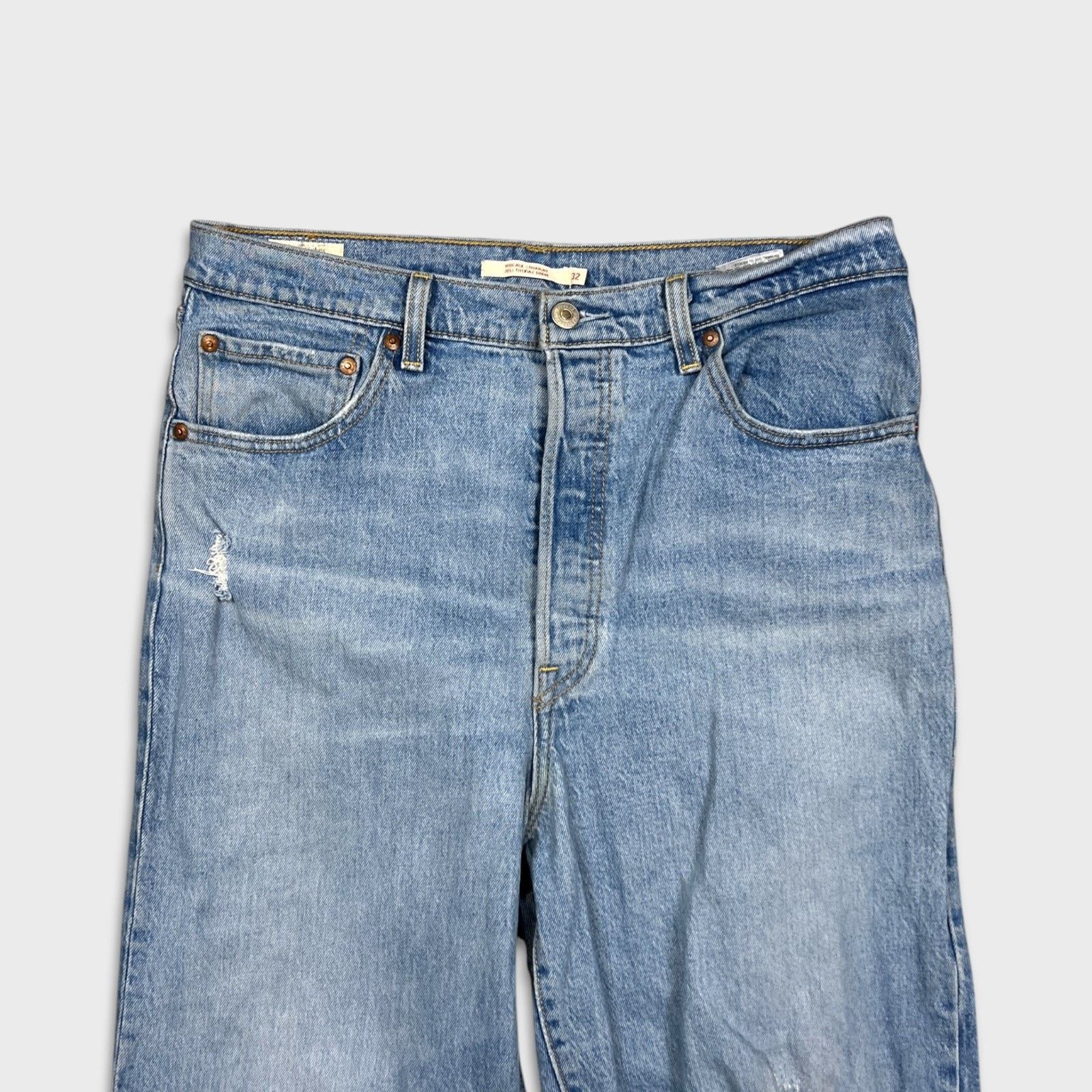 Levi's Levi's Ribcage Straight Jean 32x27 Blue Distressed High Rise Size 32" / US 10 / IT 46 - 2 Thumbnail