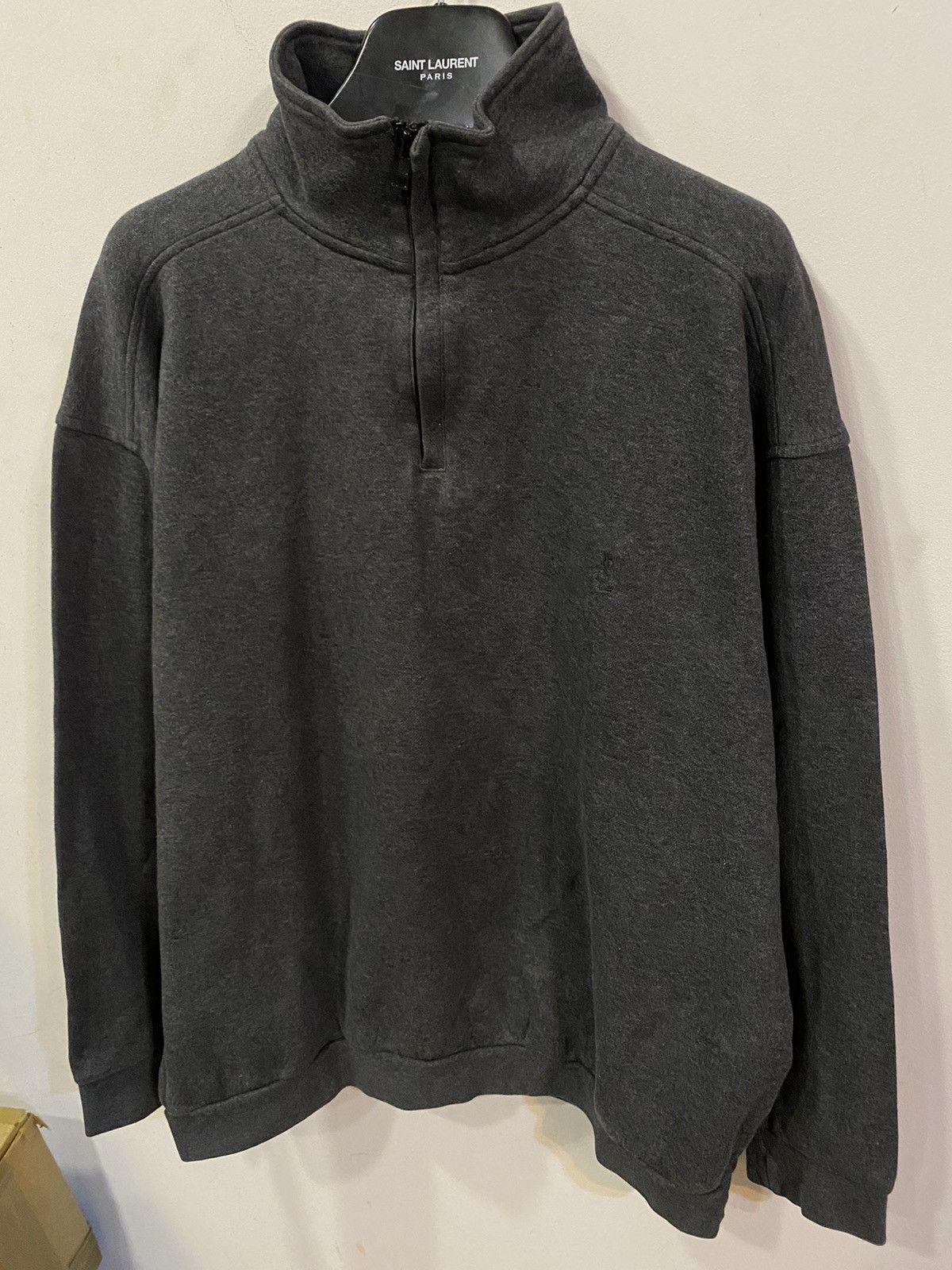 Yves Saint Laurent 90’s YSL Sweatshirt 1/4 Quarter Zip Grey Sweater Vintage Size US XXL / EU 58 / 5 - 15 Thumbnail