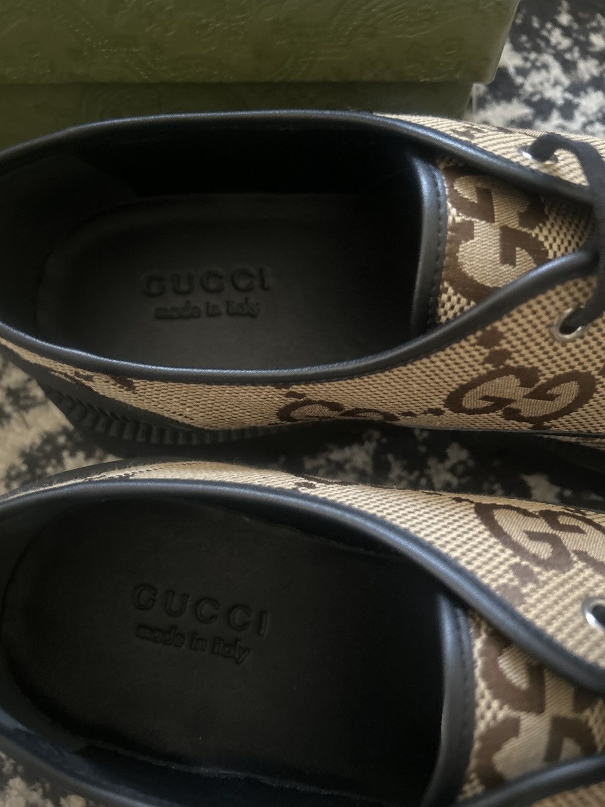 Gucci Gucci Monogram Jumbo GG Soft Calfskin Lug Sole Derby Loafers Size US 12 / EU 45 - 7 Thumbnail