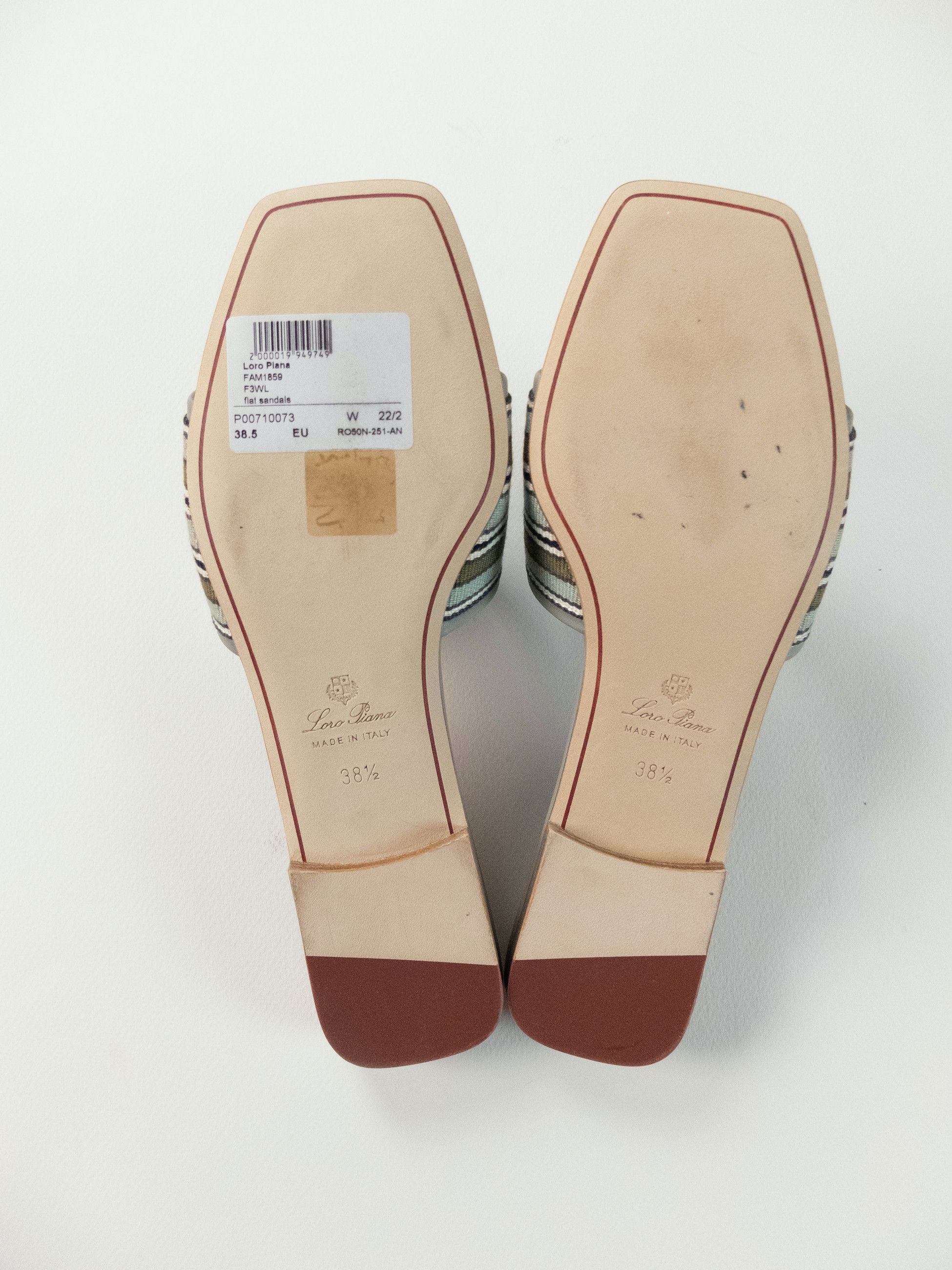 Loro Piana LORO PIANA Suitcase Stripes green slide sandals 8.5 38.5 Size US 8.5 / IT 38.5 - 8 Thumbnail