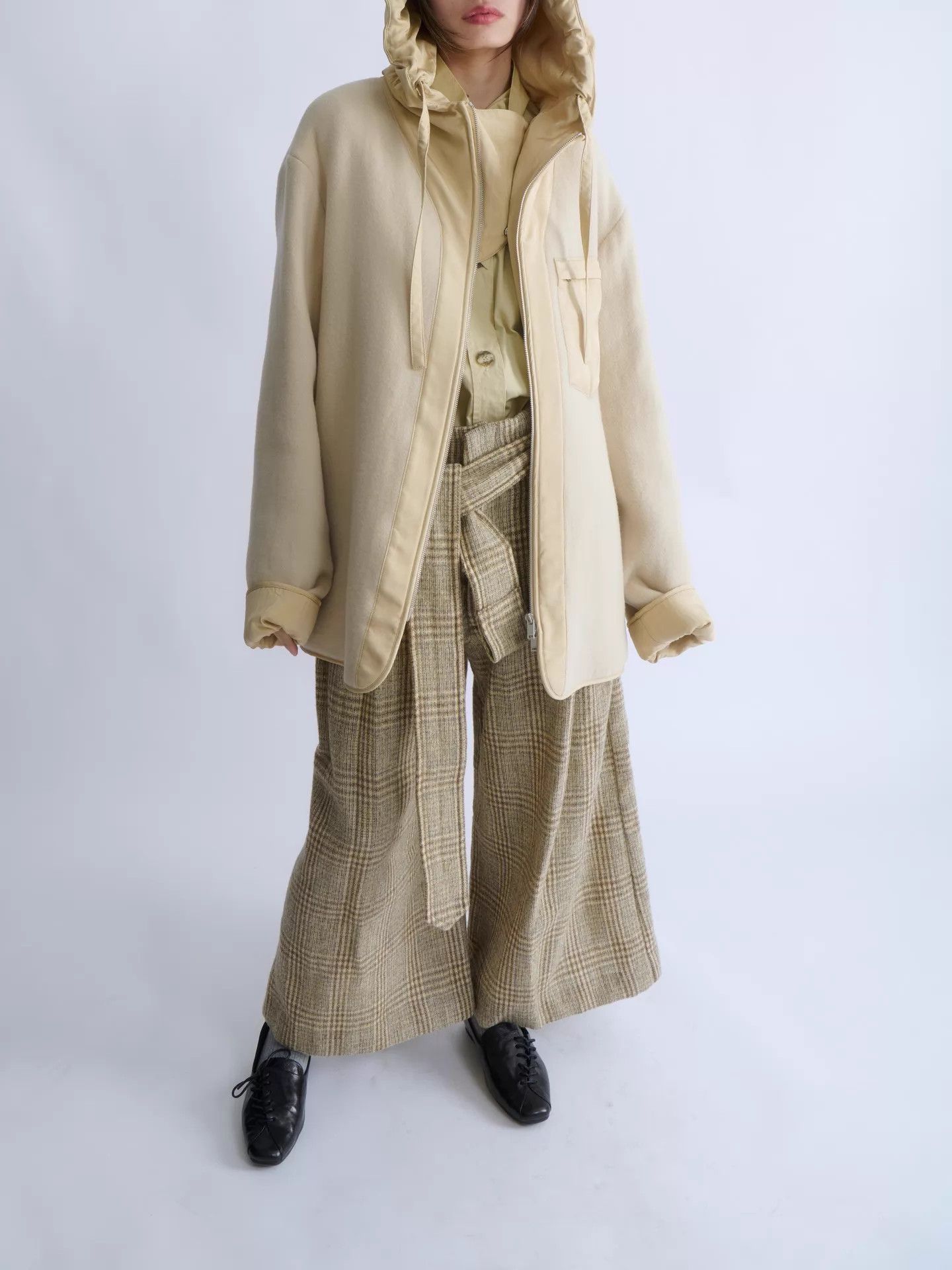 Jil Sander JIL SANDER+ Men’s Beige Double Face Wool Hooded Jacket Size US M / EU 48-50 / 2 - 4 Thumbnail