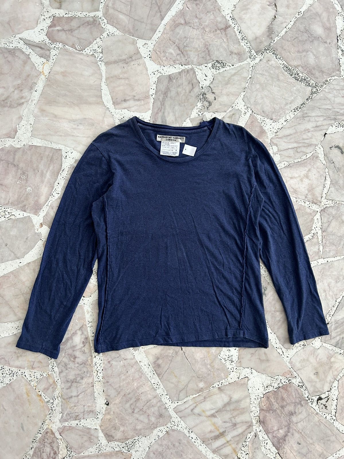 Katharine Hamnett London Longsleeve Blue Plain Tee Size XS / US 0-2 / IT 36-38 - 1 Thumbnail