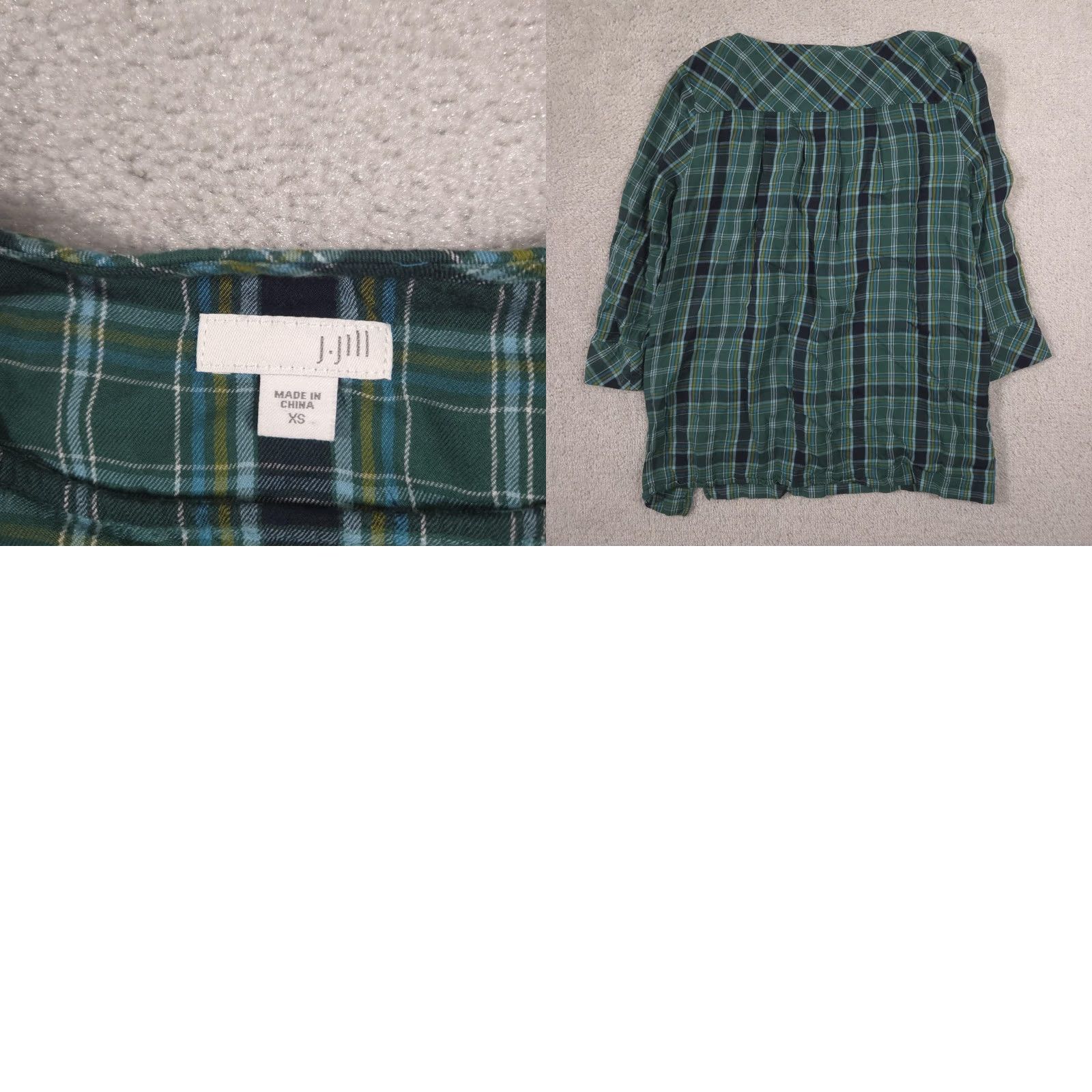 J. Jill VINTAGE J Jill Blouse Womens XS Green Plaid Scoop Neck 3/4 Sleeve Pocket Tunic Top Size XS / US 0-2 / IT 36-38 - 8 Thumbnail