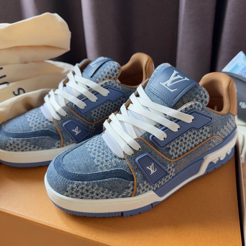Louis Vuitton Louis Vuitton Blue Trainer Low Top Sneakers 0079 Size US 5.5 / EU 38 - 1 Thumbnail