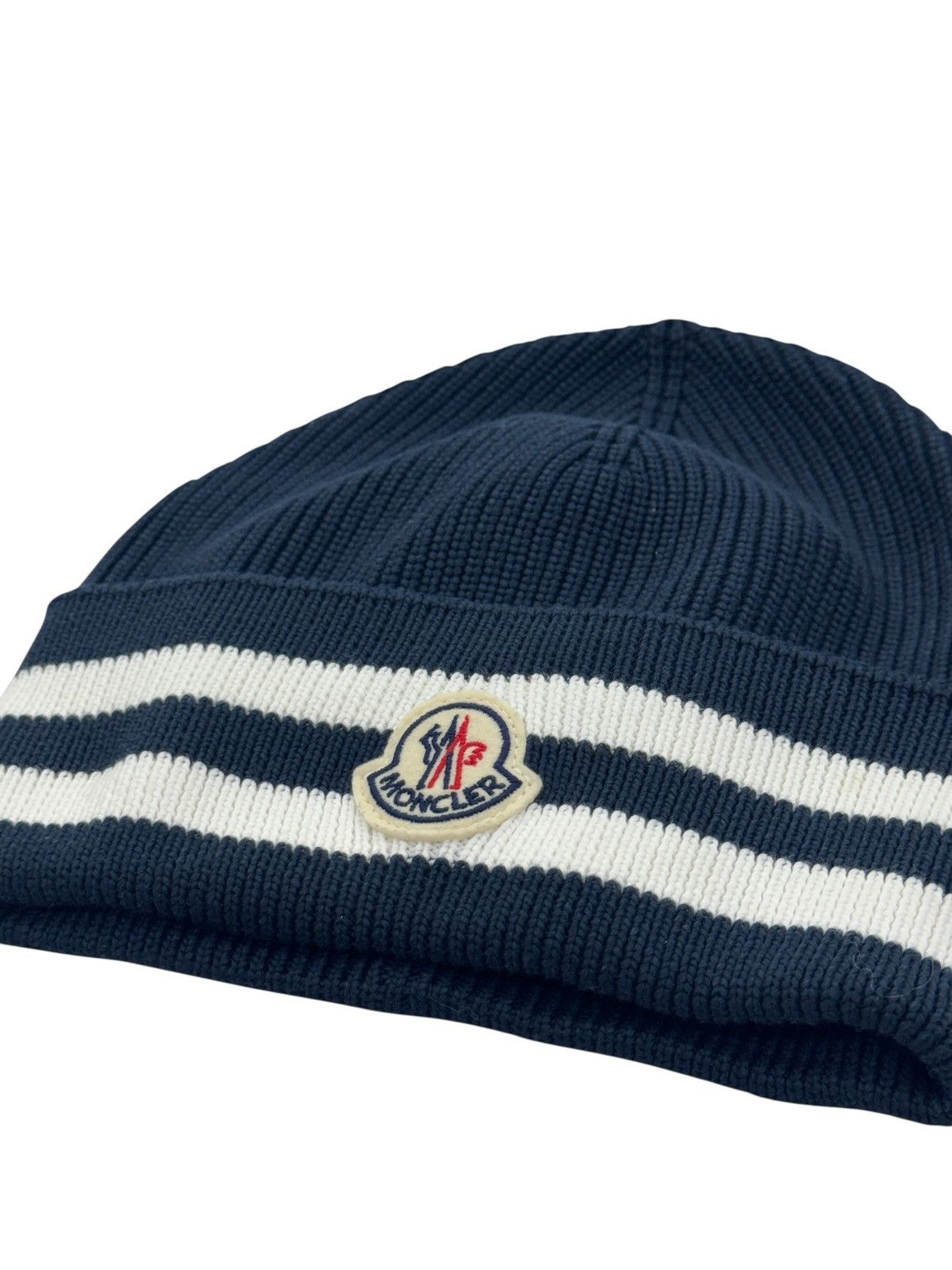 Moncler Moncler White Navy Blue Beanie Size ONE SIZE - 2 Thumbnail