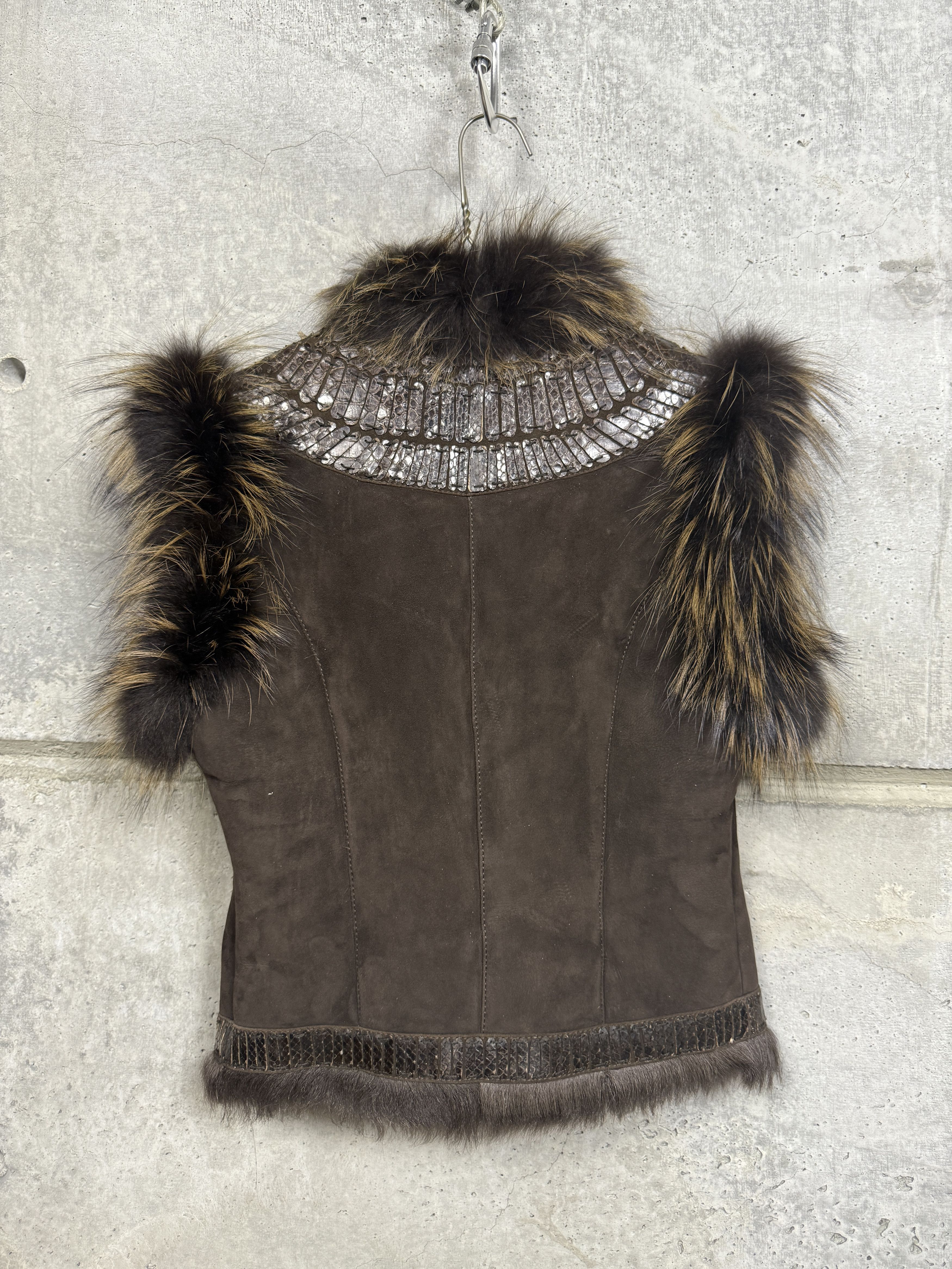 Roberto Cavalli Roberto Cavalli Leather Fox Fur + Snakeskin Vest Size XS / US 0-2 / IT 36-38 - 2 Thumbnail