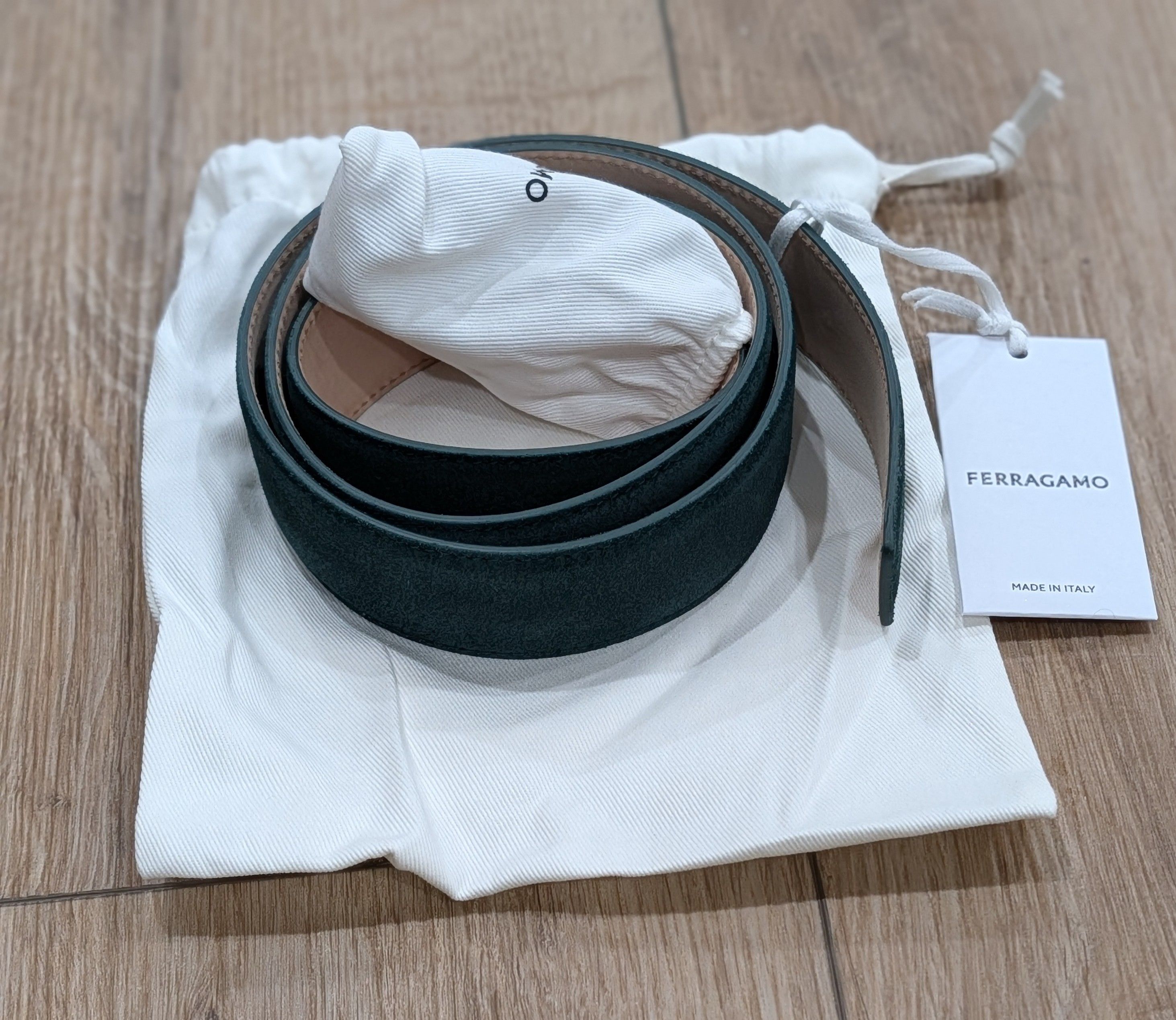 Salvatore Ferragamo Salvatore Ferragamo Gancini Suede Belt Moss 105 US 42 Size 42 - 3 Thumbnail