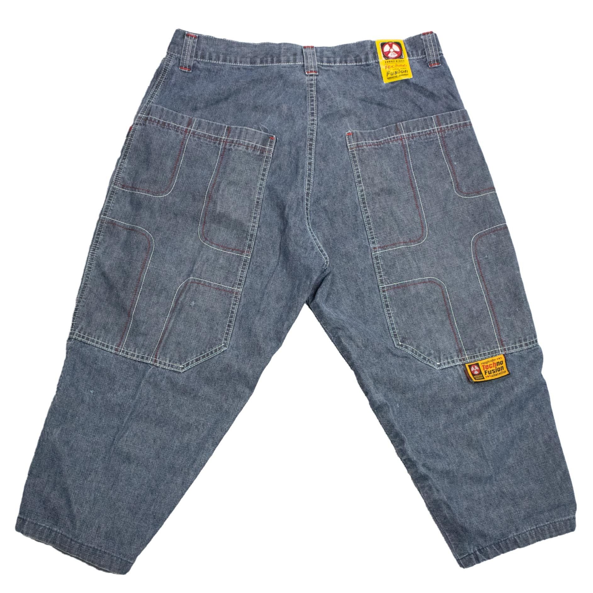 【HI FI FNK】Cracked Cross Denim FBRK Cirrus Distressed Stacked Jean P24714-BLUE - Shiekh