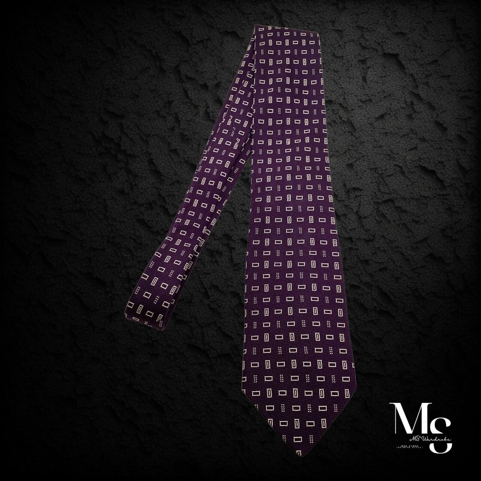 Burberry BURBERRY XL Purple Geometric Luxury Silk Tie Italy W:3.5" EC Size ONE SIZE - 7 Thumbnail